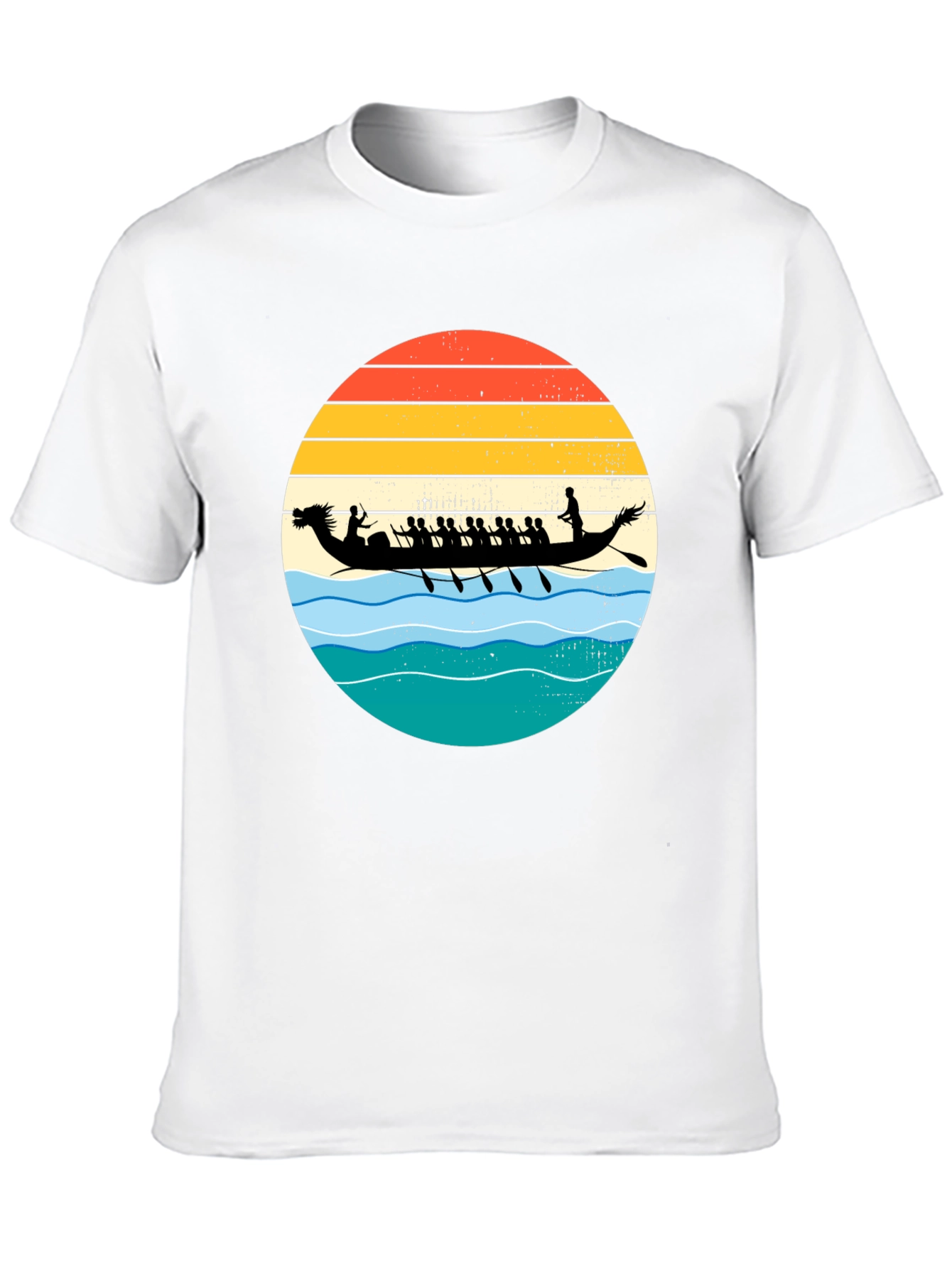 Dragon Boat Retro Sunset Graphic T-Shirt