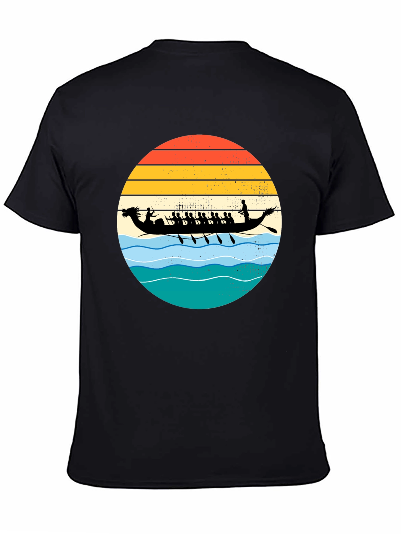 Dragon Boat Retro Sunset Graphic T-Shirt