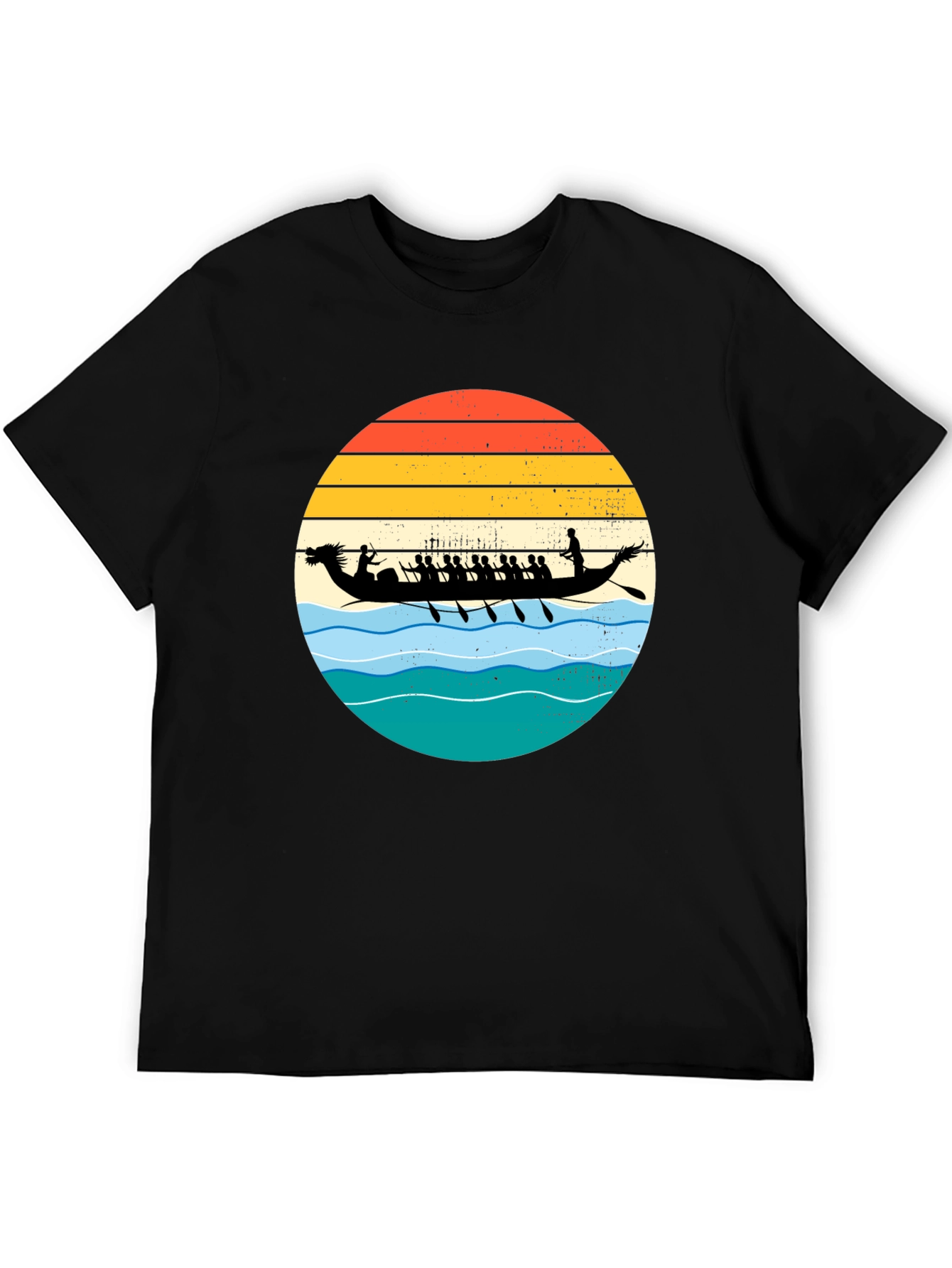 Dragon Boat Retro Sunset Graphic T-Shirt