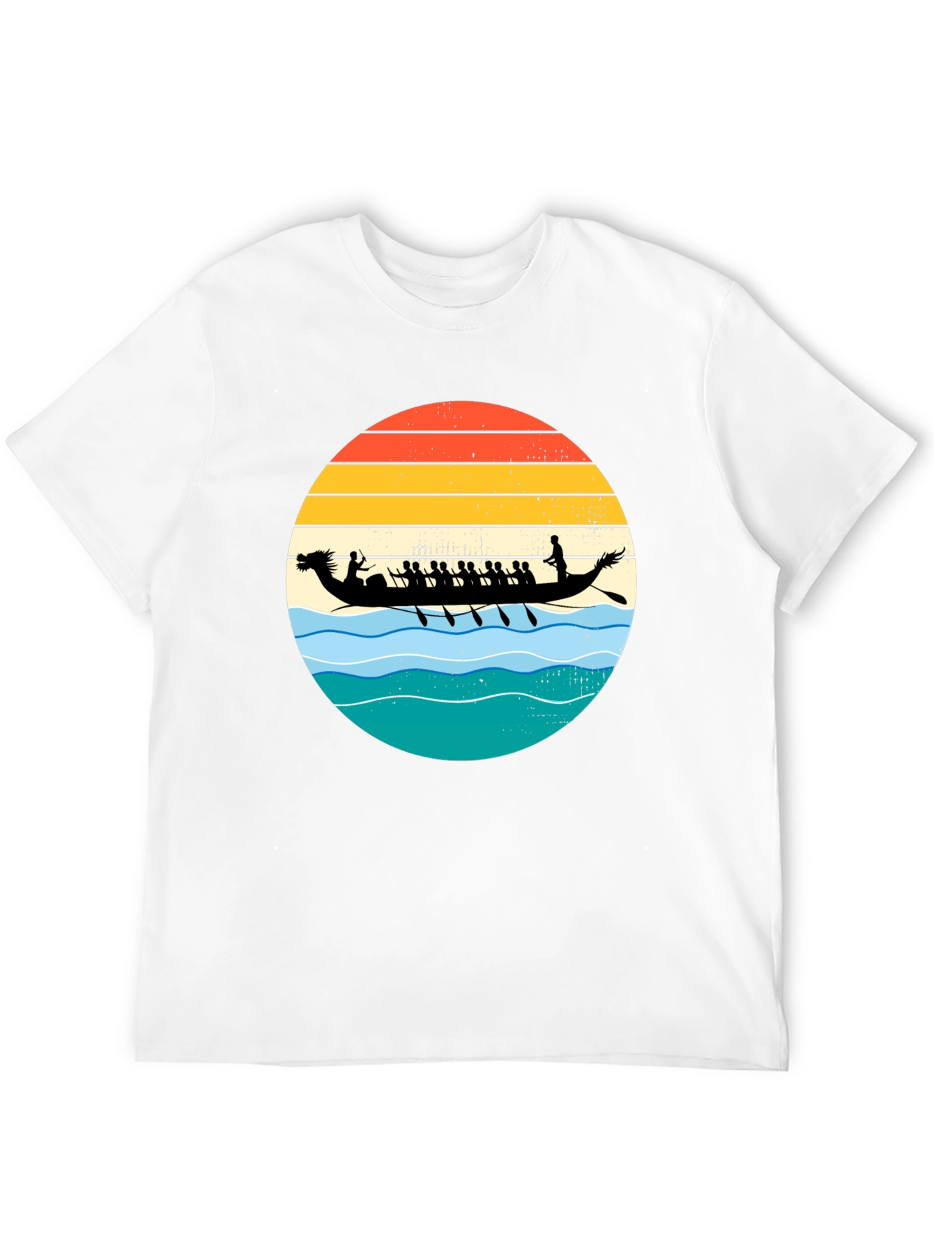 Dragon Boat Retro Sunset Graphic T-Shirt