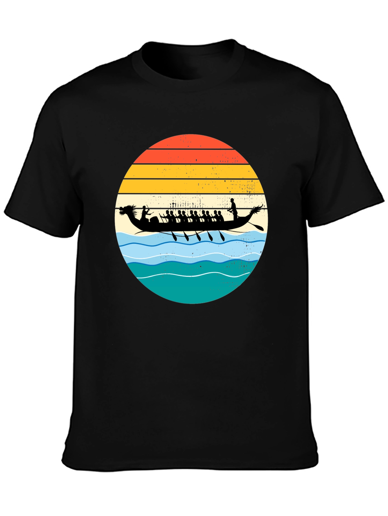 Dragon Boat Retro Sunset Graphic T-Shirt