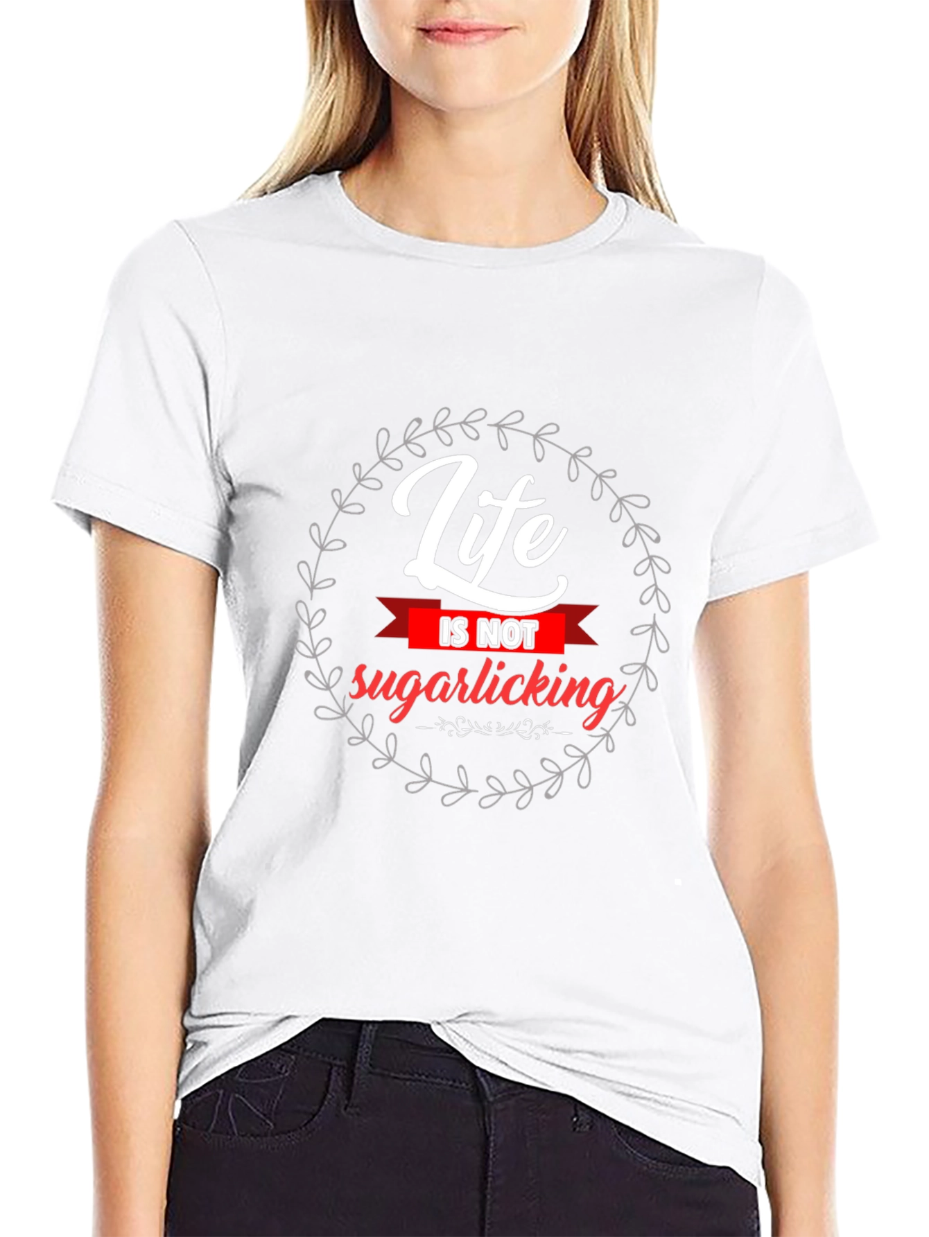 Life Is Not Sugarlicking Black Graphic Tee