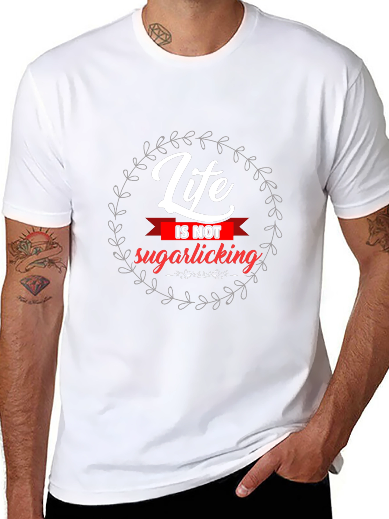 Life Is Not Sugarlicking Black Graphic Tee