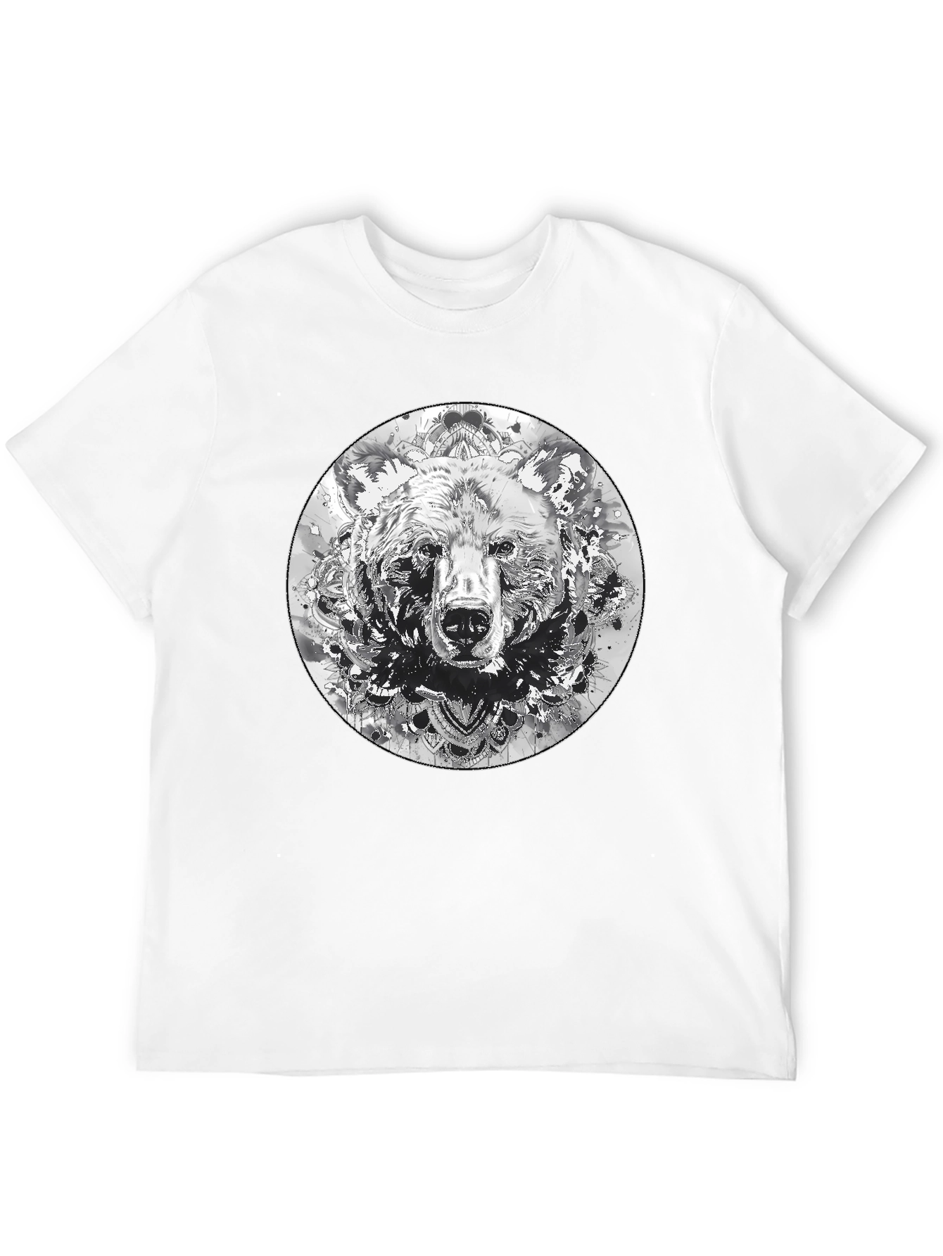 Bear Mandala Graphic Black T-Shirt