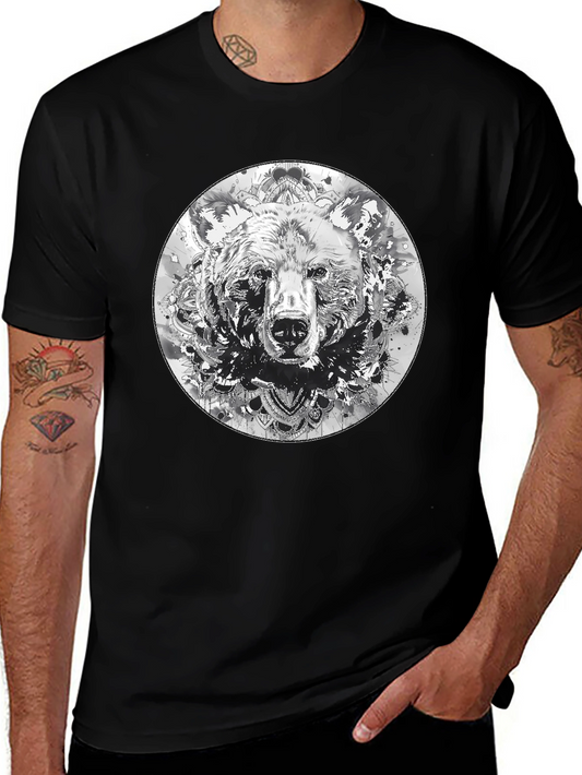 Bear Mandala Graphic Black T-Shirt