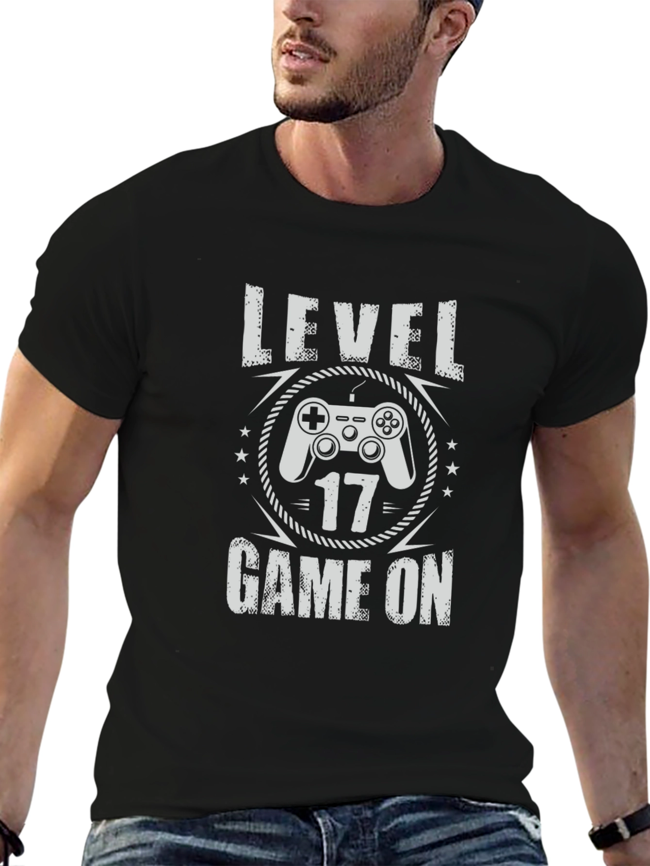Level 17 Game On Black T-Shirt