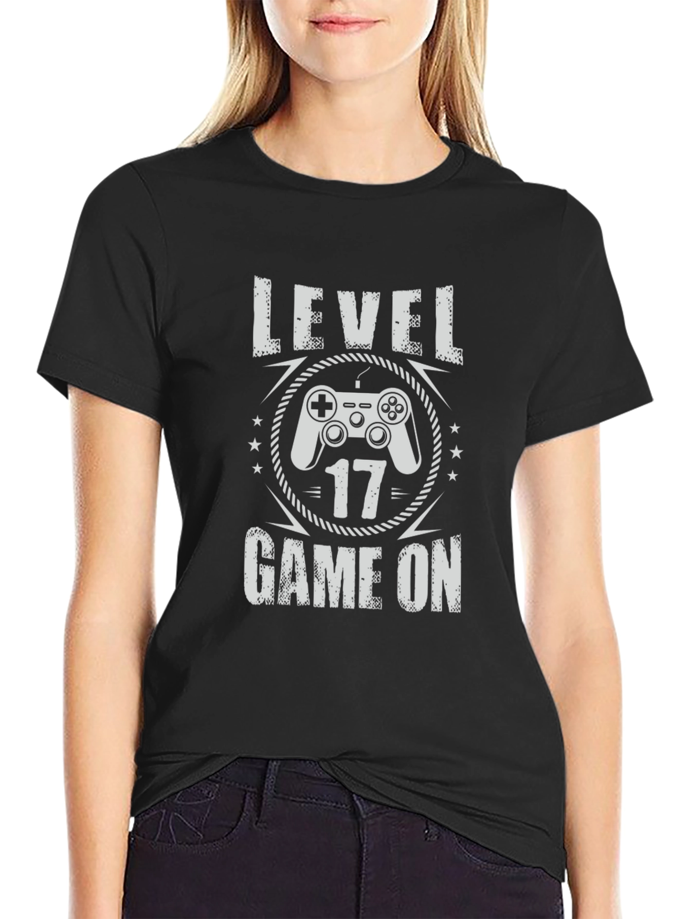 Level 17 Game On Black T-Shirt