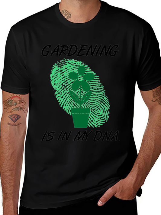 Gardening DNA T-Shirt: Black Cotton Tee for Garden Lovers