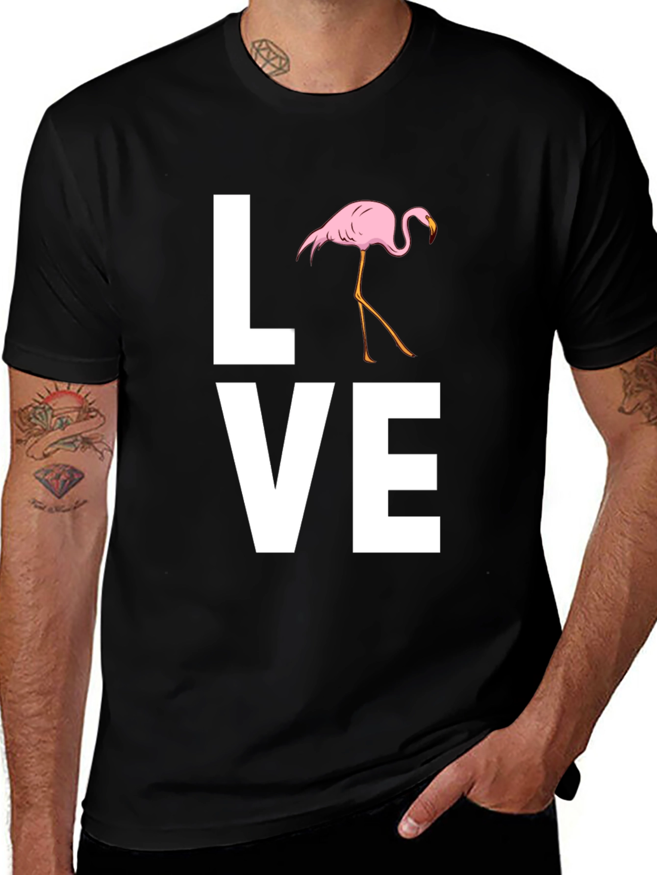 Love Flamingo Graphic T-Shirt - Stylish Mens Tee