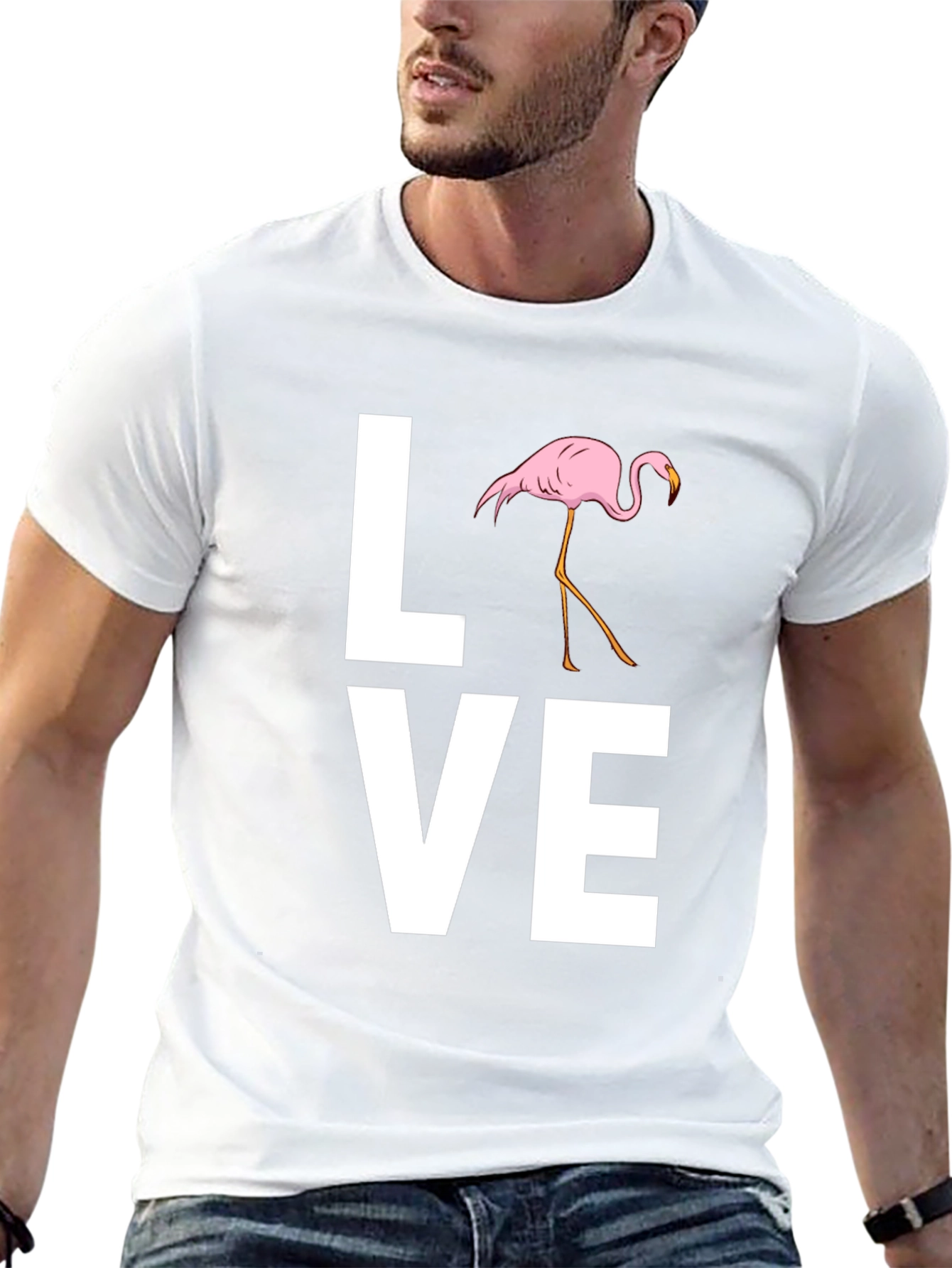 Love Flamingo Graphic T-Shirt - Stylish Mens Tee