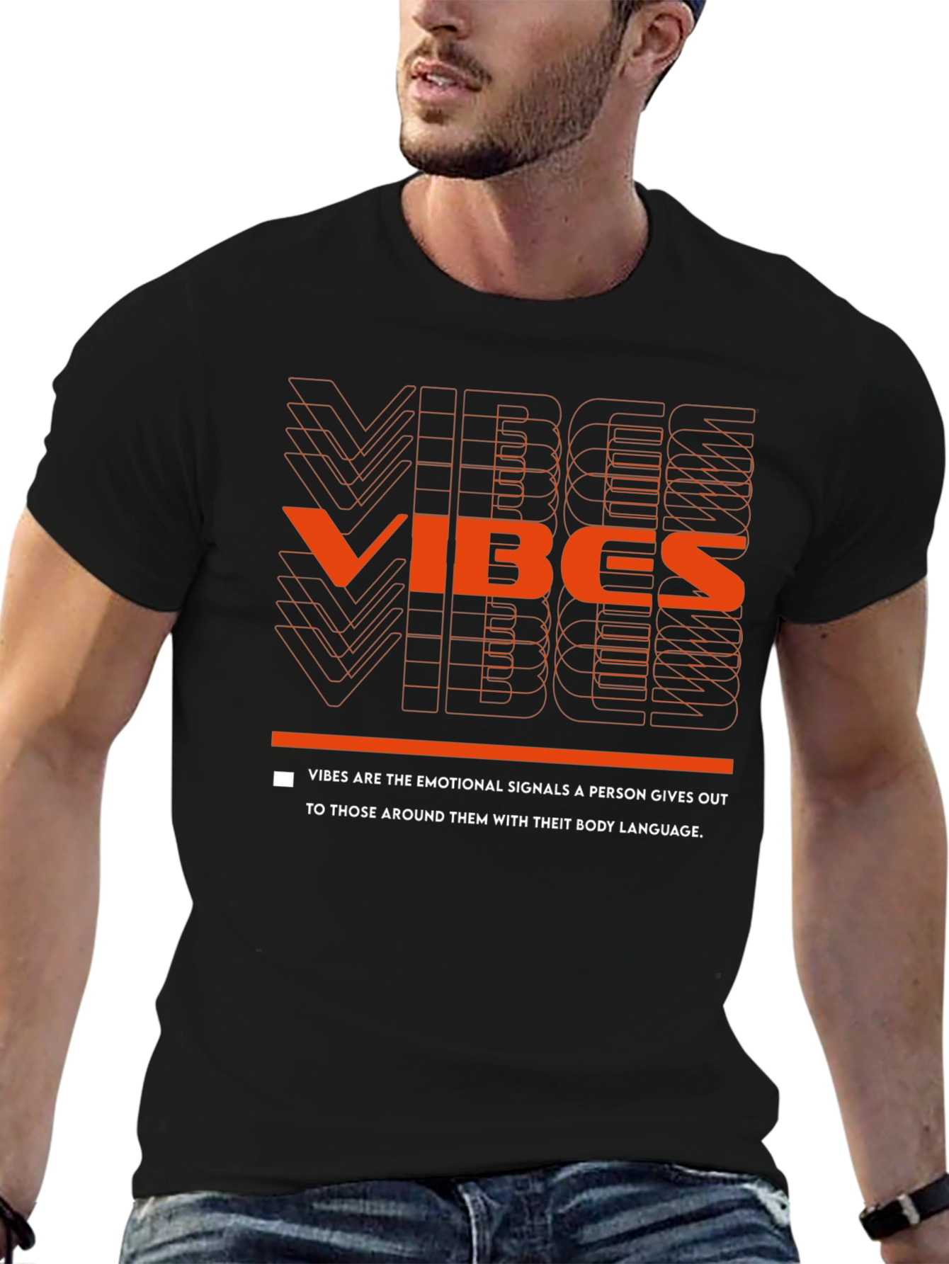 Vibes Graphic Tee - Emotional Signals Black T-Shirt