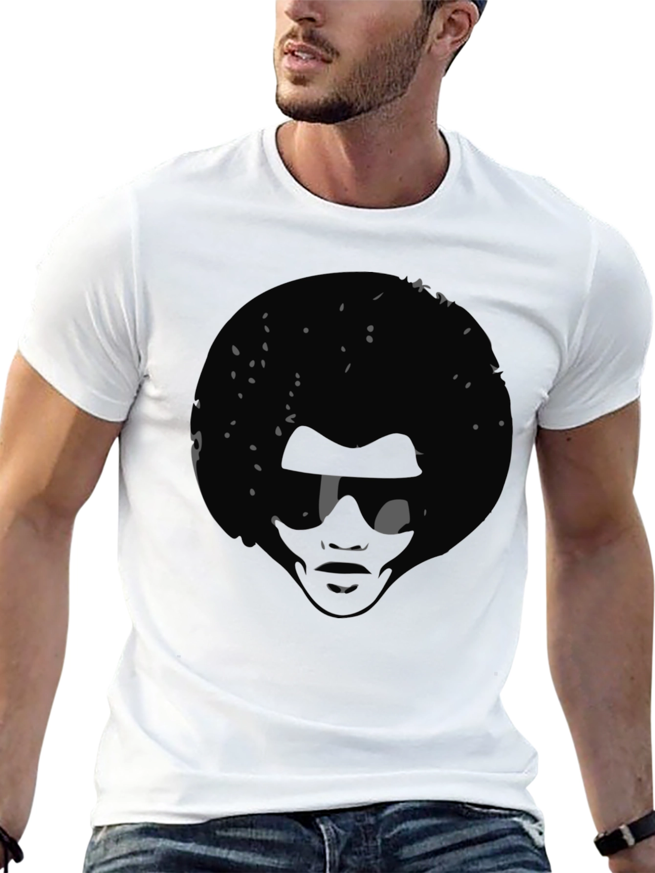 Retro Afro Silhouette T-Shirt - Cool Black Tee