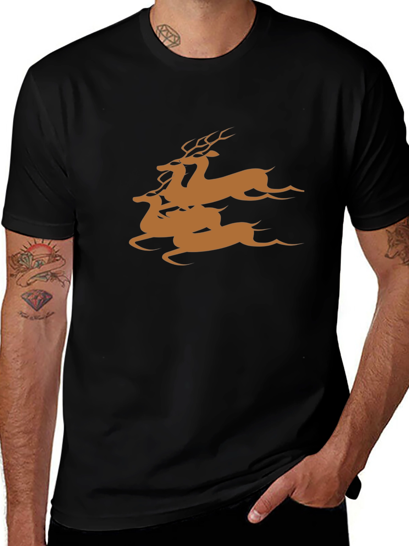 Black Deer Graphic Tee - Stylish Casual Wear