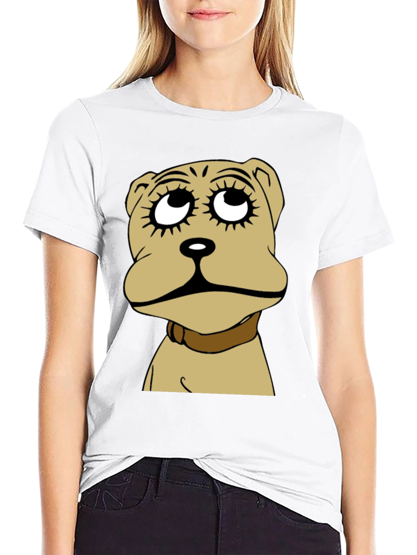 Dog Cartoon Graphic Black T-Shirt