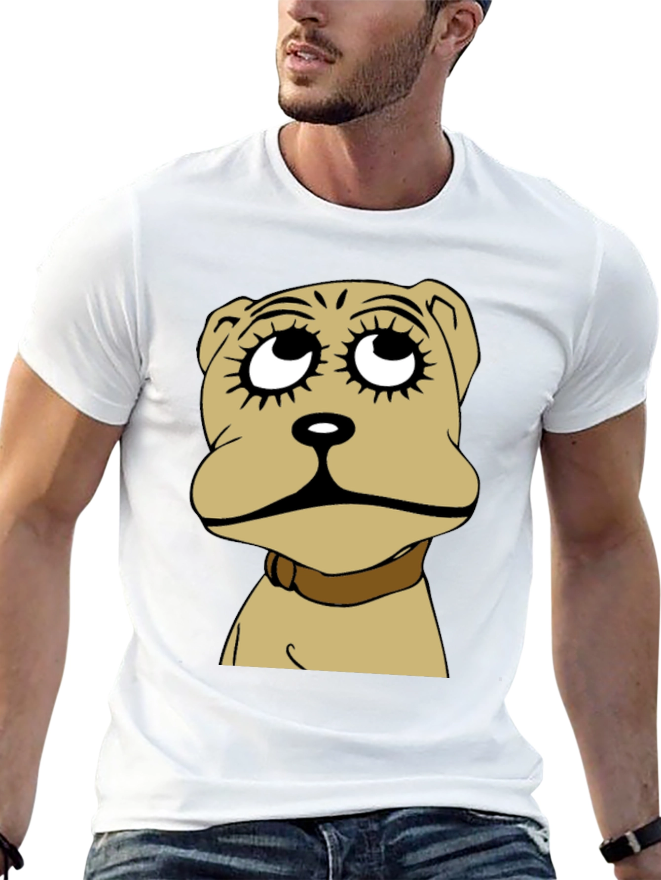 Dog Cartoon Graphic Black T-Shirt