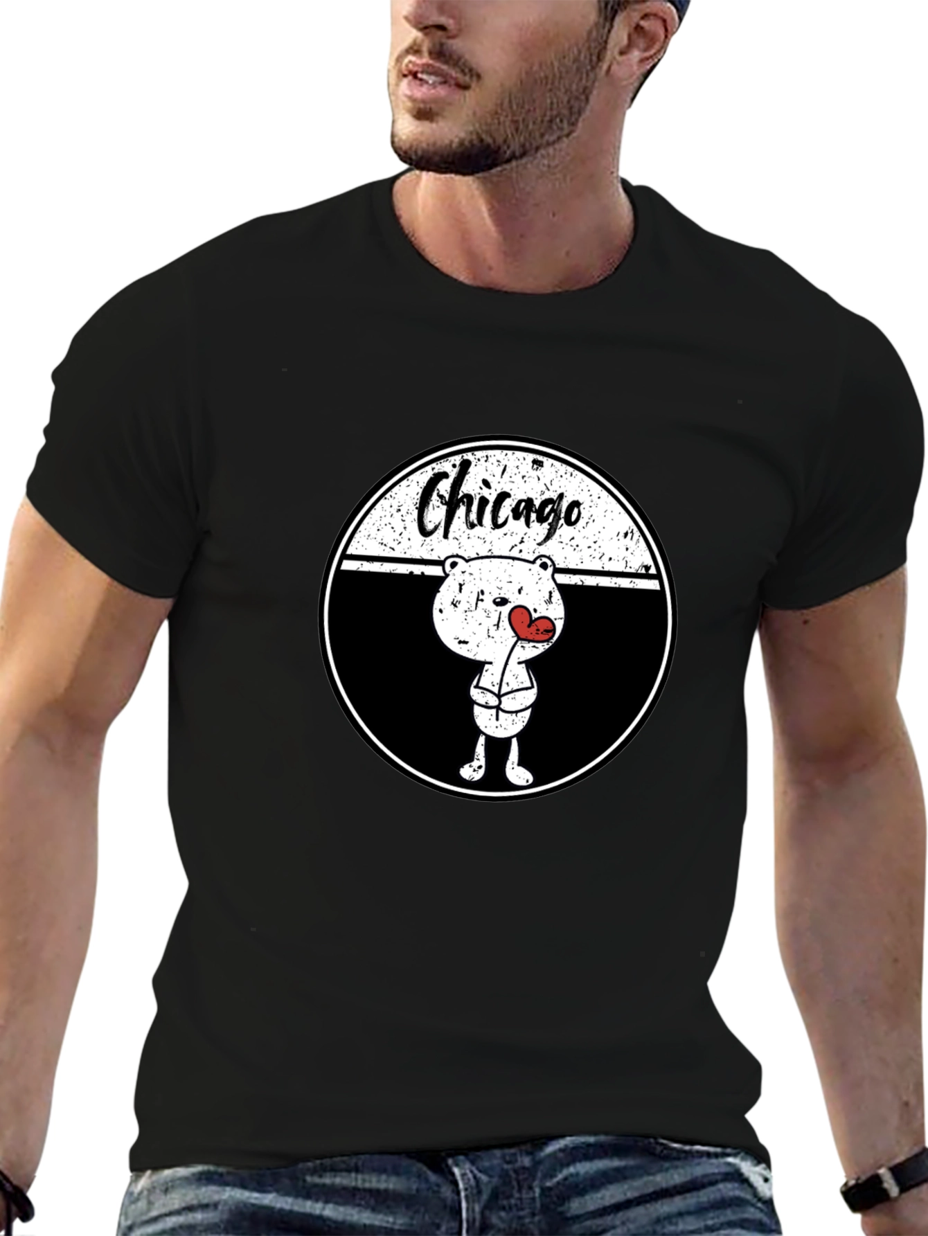 Chicago Bear Love T-Shirt - Trendy Graphic Tee