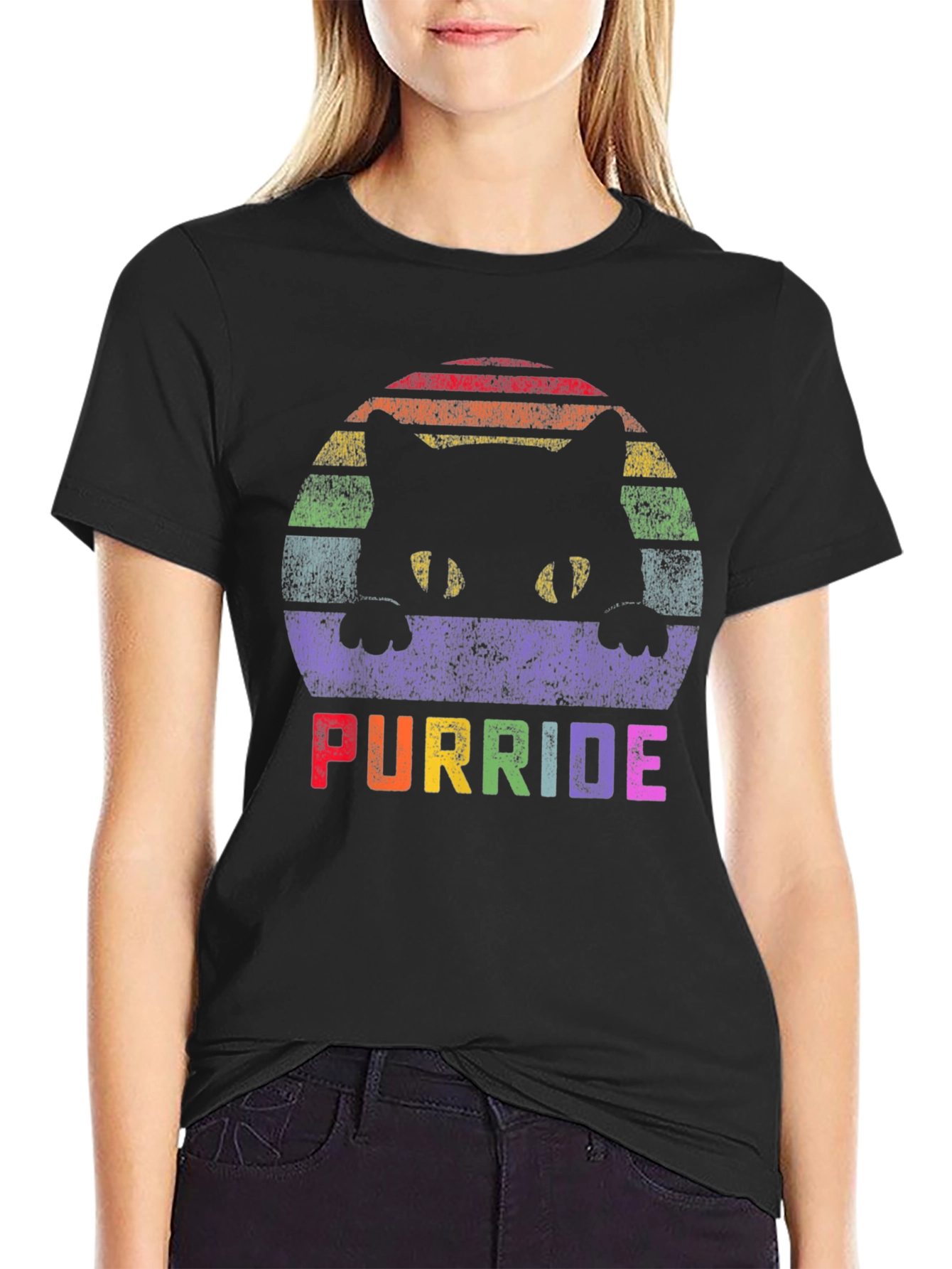 Purride LGBTQ+ Cat T-Shirt - Rainbow Pride