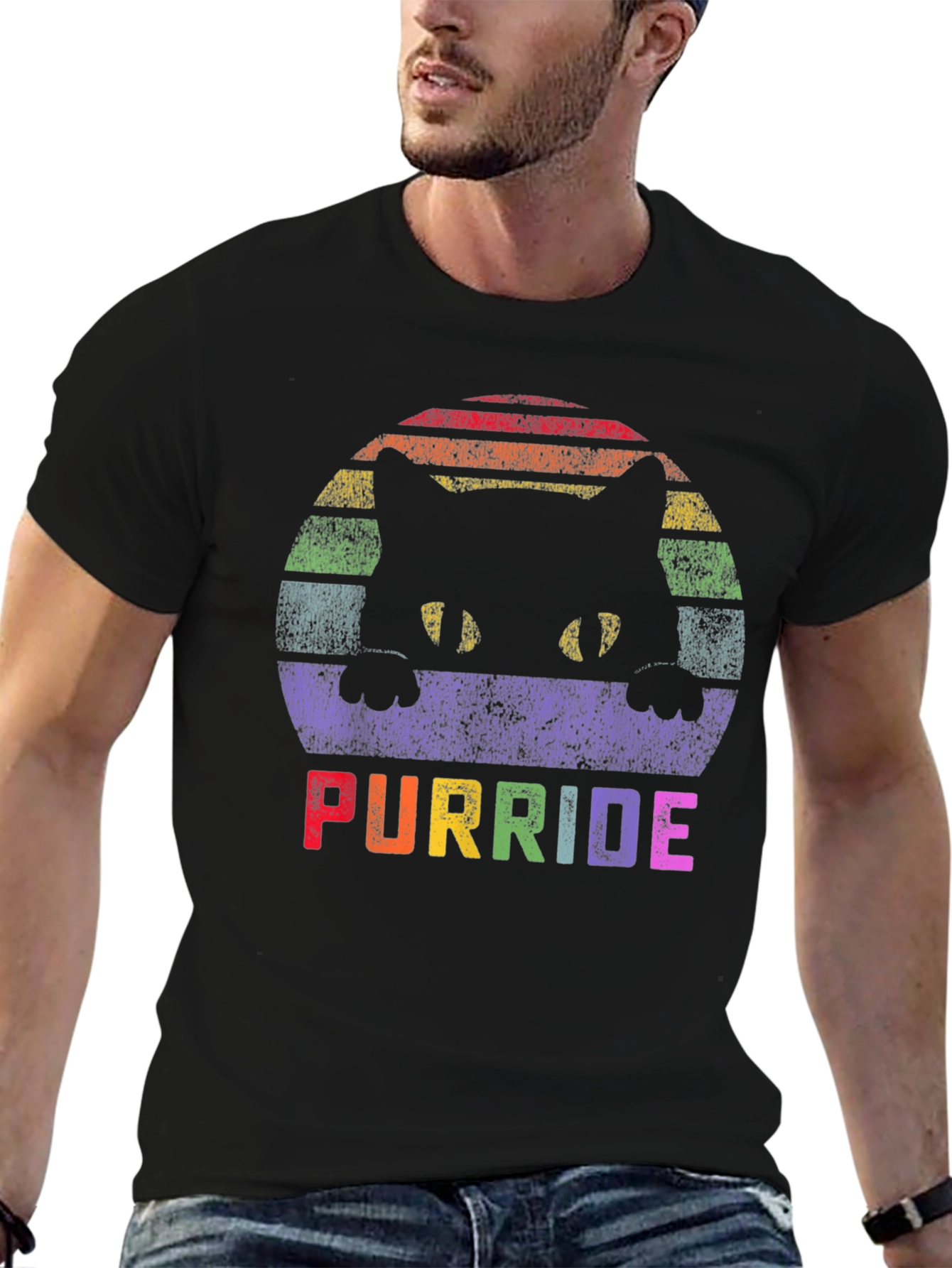 Purride LGBTQ+ Cat T-Shirt - Rainbow Pride