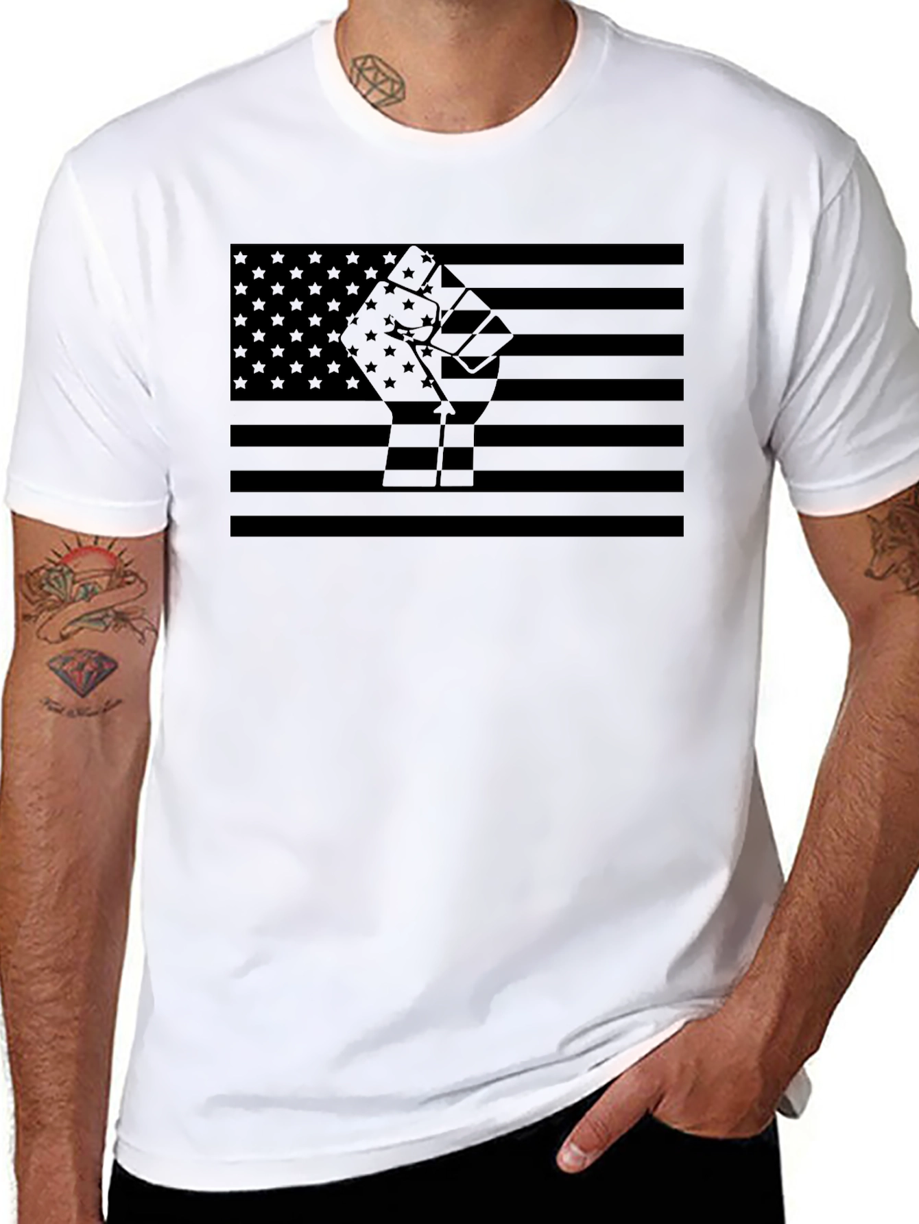 Black Lives Matter American Flag Fist T-Shirt