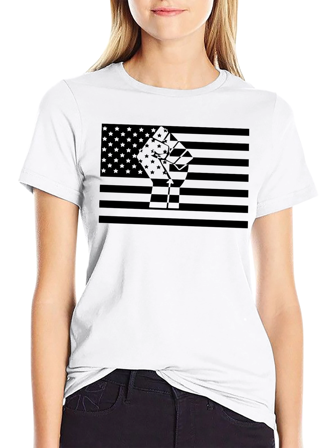 Black Lives Matter American Flag Fist T-Shirt