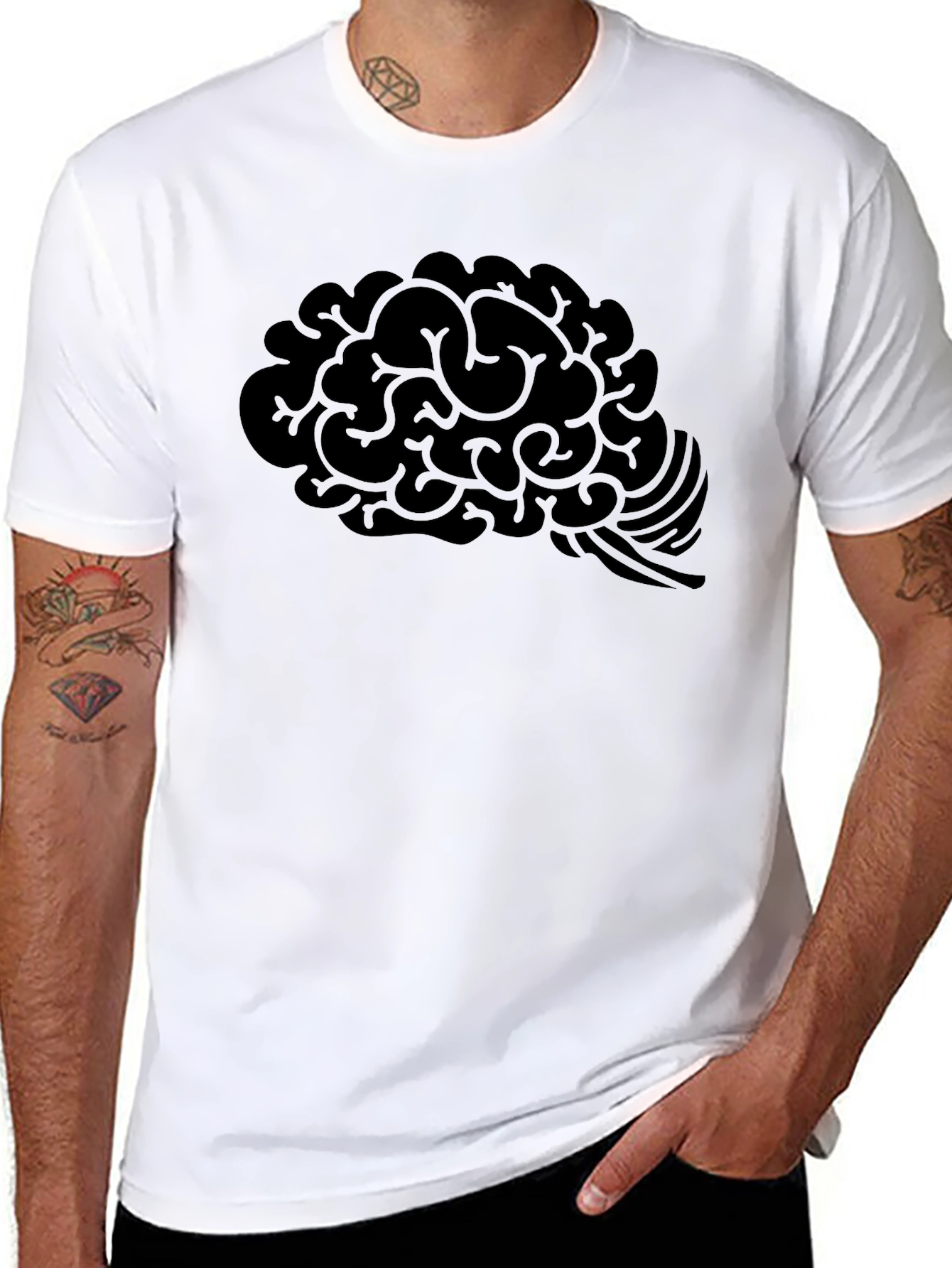Brain Graphic T-Shirt - Mens Black Cotton Tee
