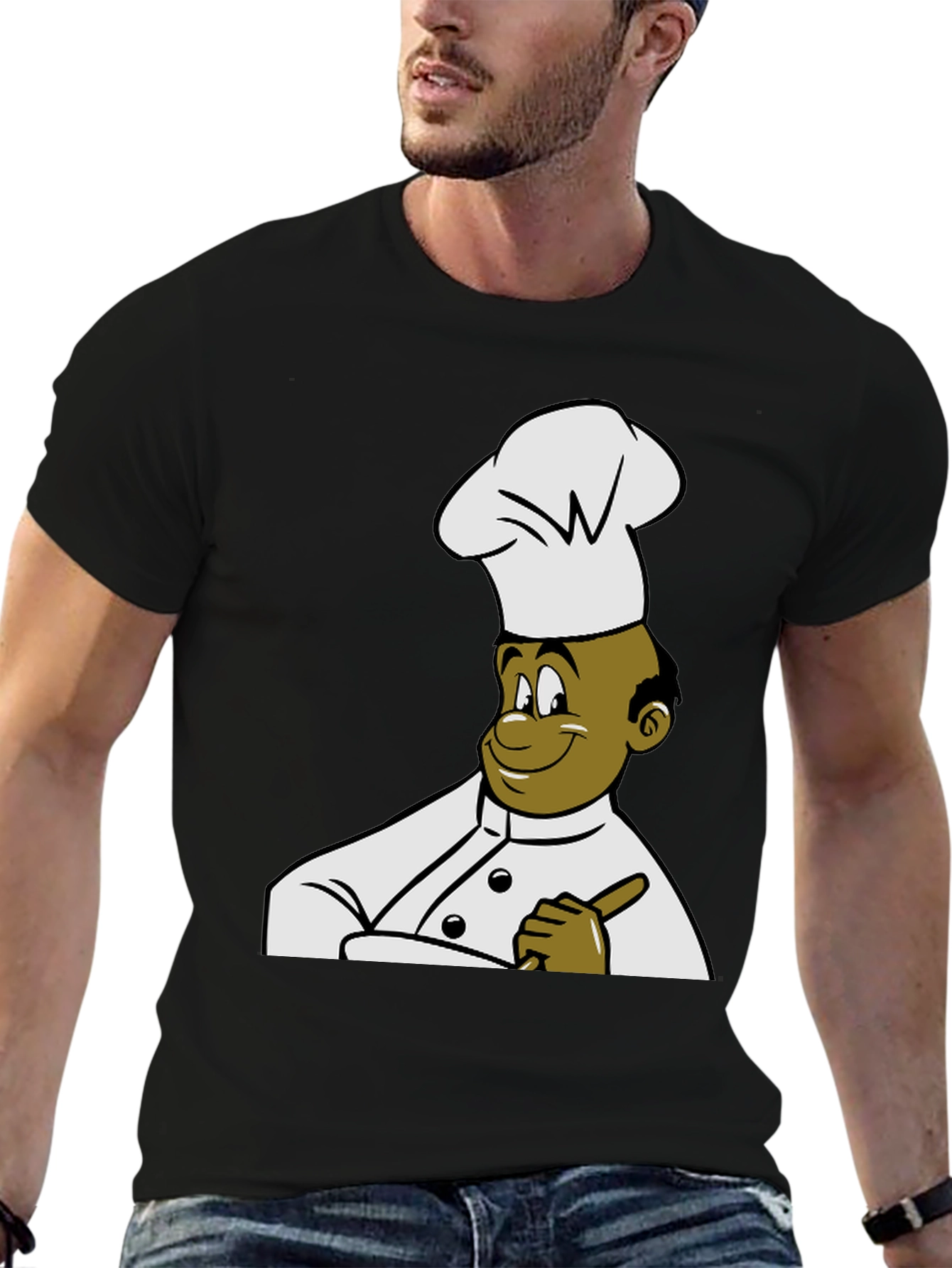 Chef Cartoon T-Shirt - Black Cotton Tee