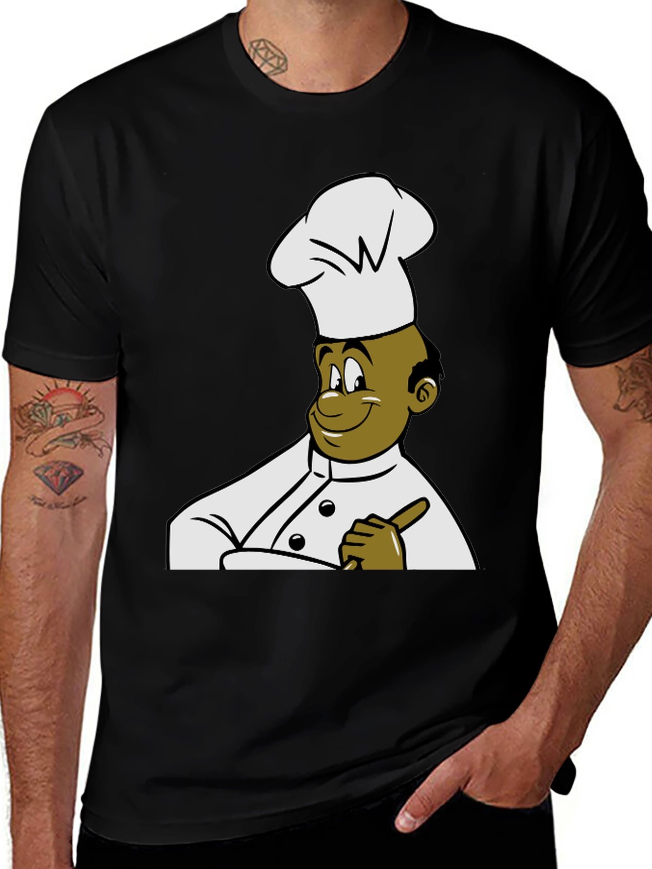 Chef Cartoon T-Shirt - Black Cotton Tee