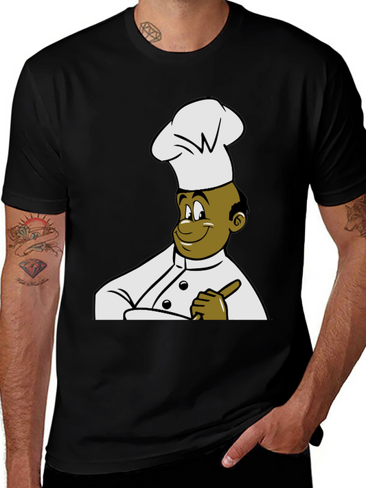Chef Cartoon T-Shirt - Black Cotton Tee