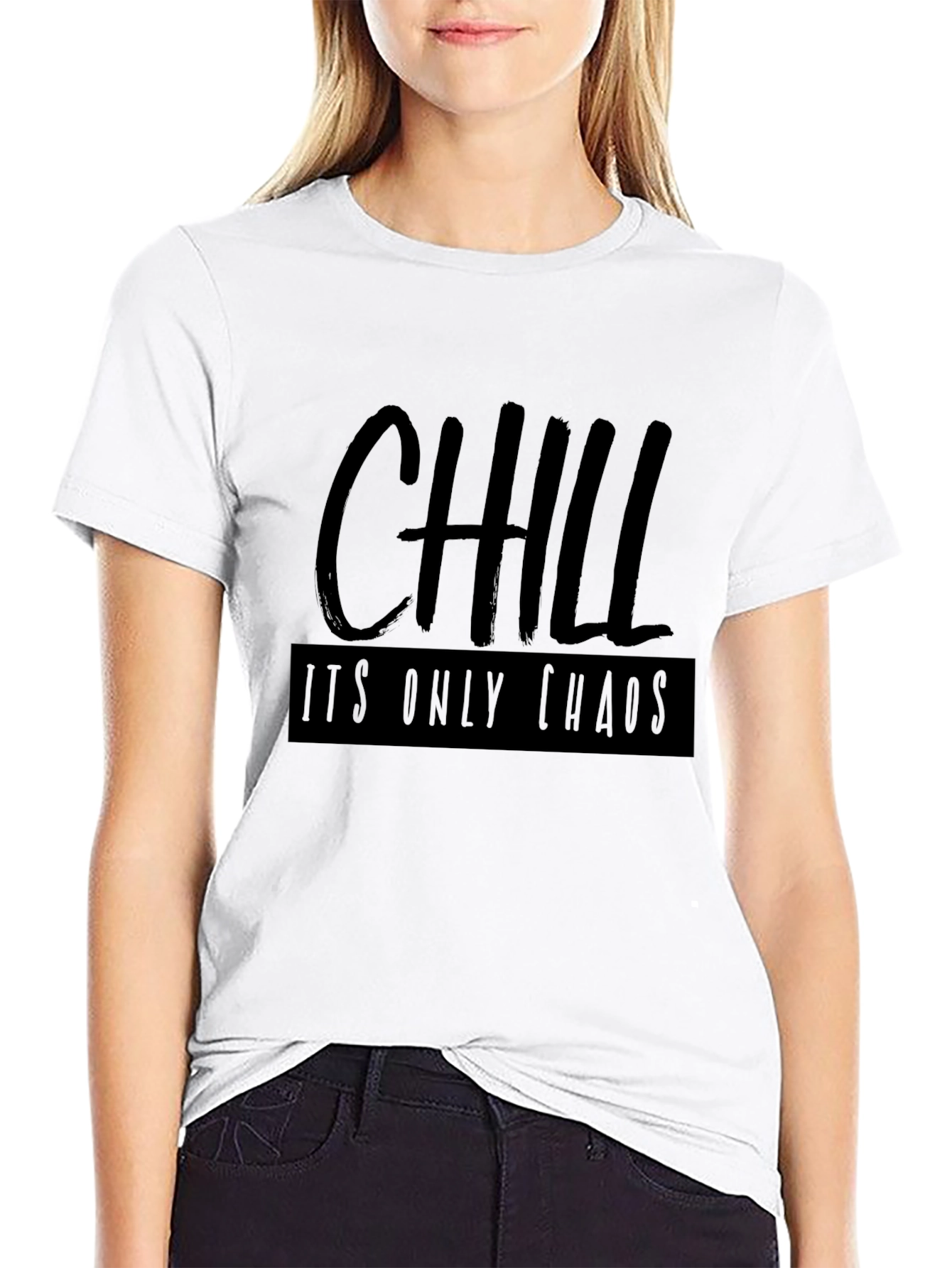 Chill Its Only Chaos Black Graphic Tee