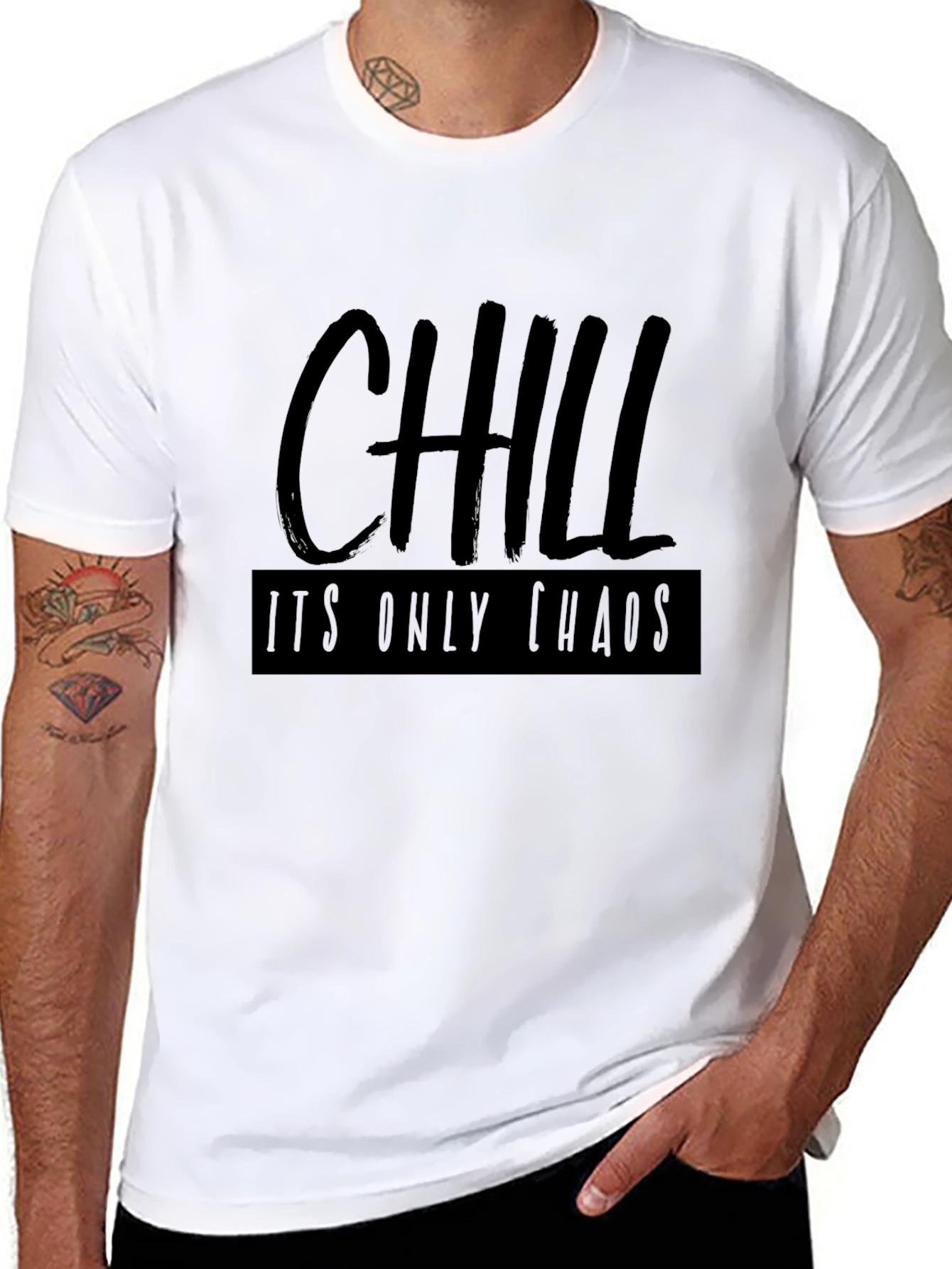 Chill Its Only Chaos Black Graphic Tee