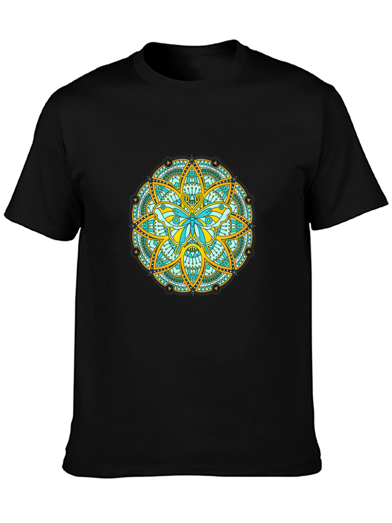 Butterfly Mandala Graphic Tee - Black Casual Shirt
