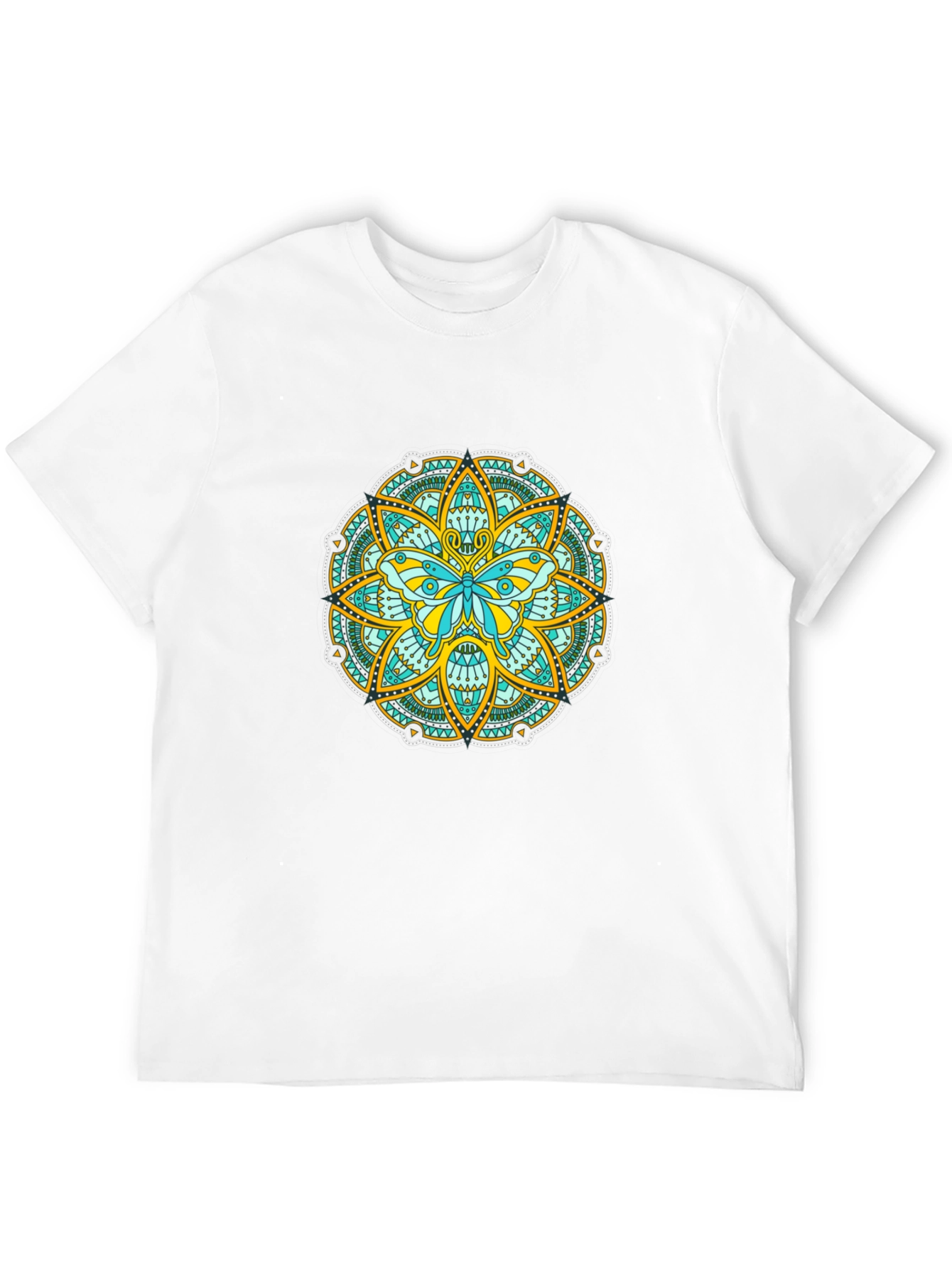 Butterfly Mandala Graphic Tee - Black Casual Shirt