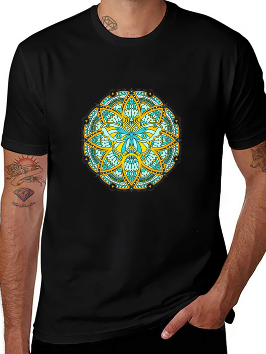 Butterfly Mandala Graphic Tee - Black Casual Shirt