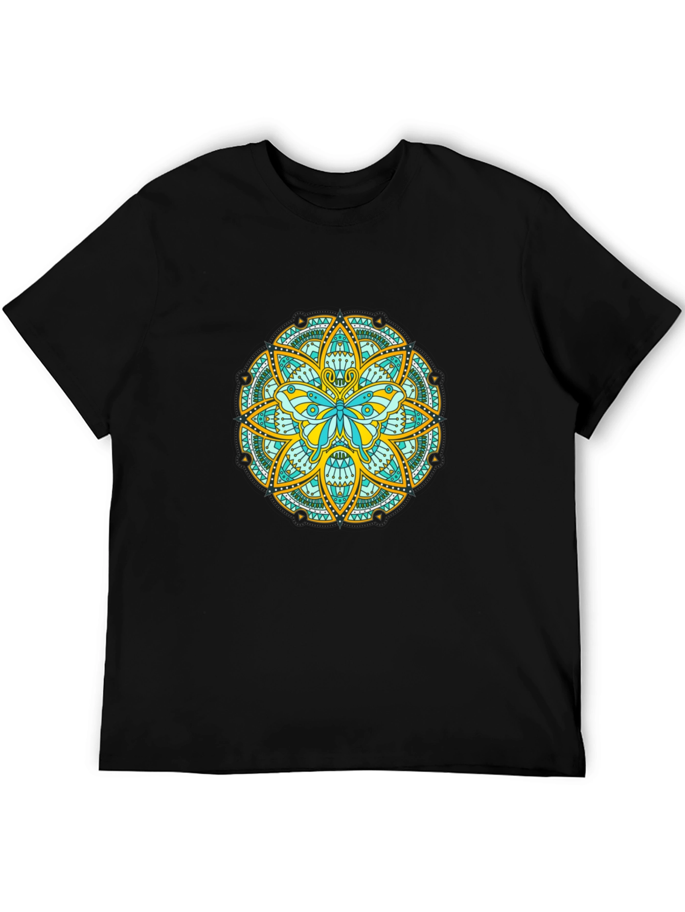 Butterfly Mandala Graphic Tee - Black Casual Shirt