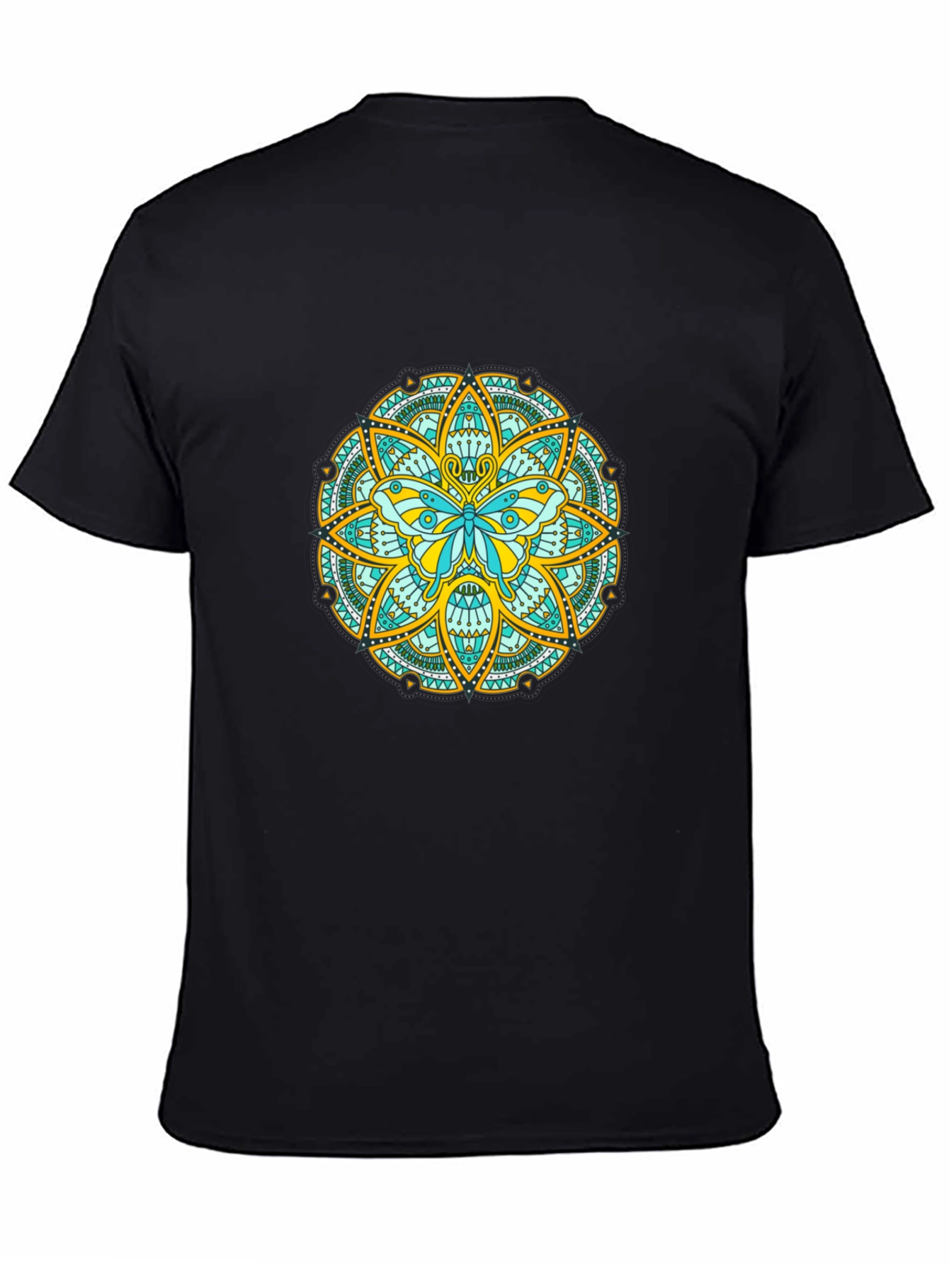 Butterfly Mandala Graphic Tee - Black Casual Shirt