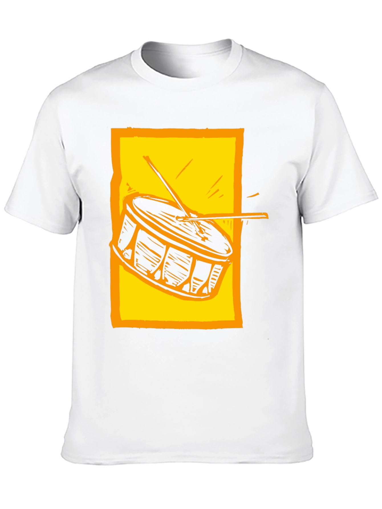 Drum Graphic Tee - Black Cotton Crew Neck