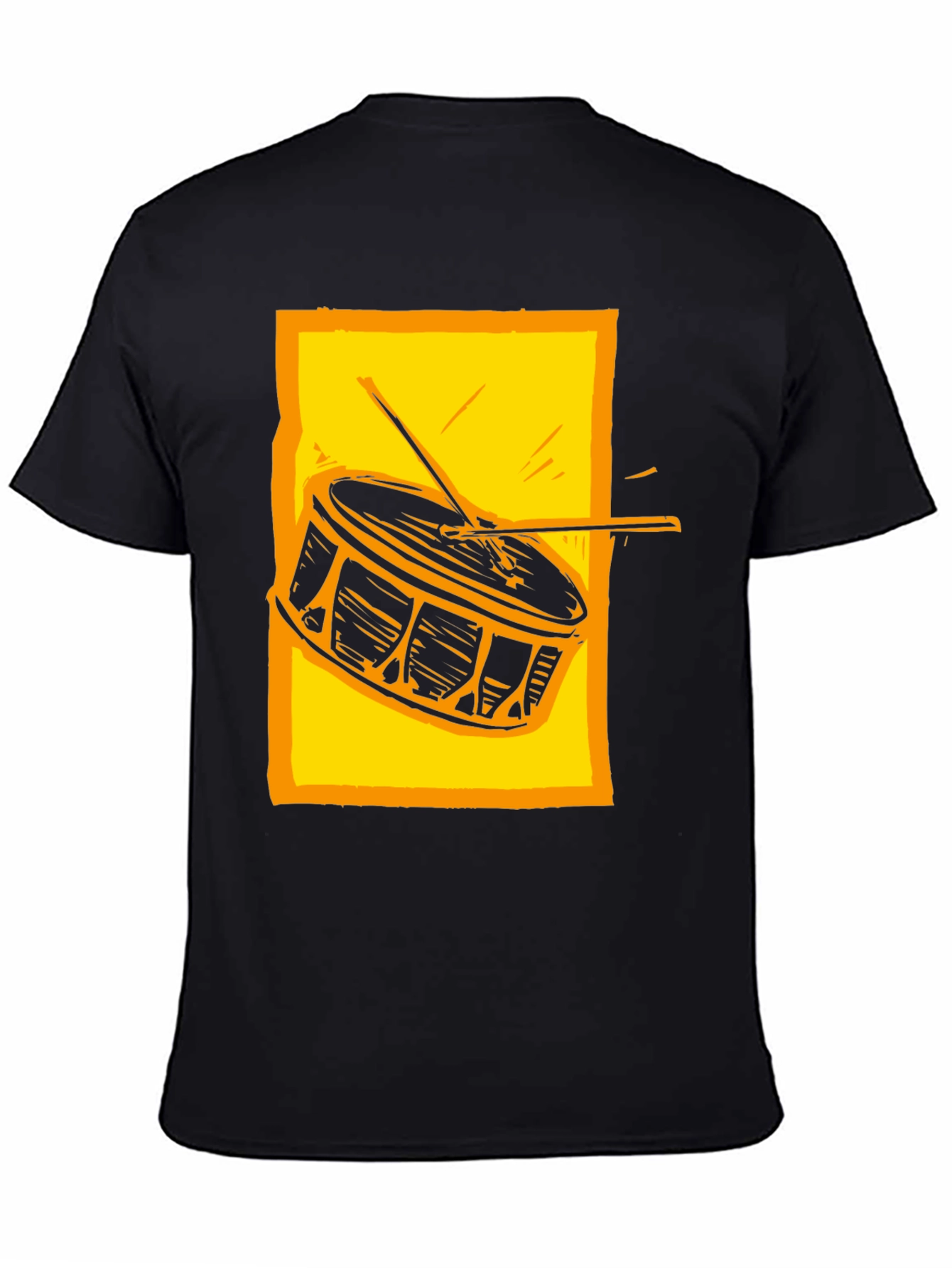 Drum Graphic Tee - Black Cotton Crew Neck