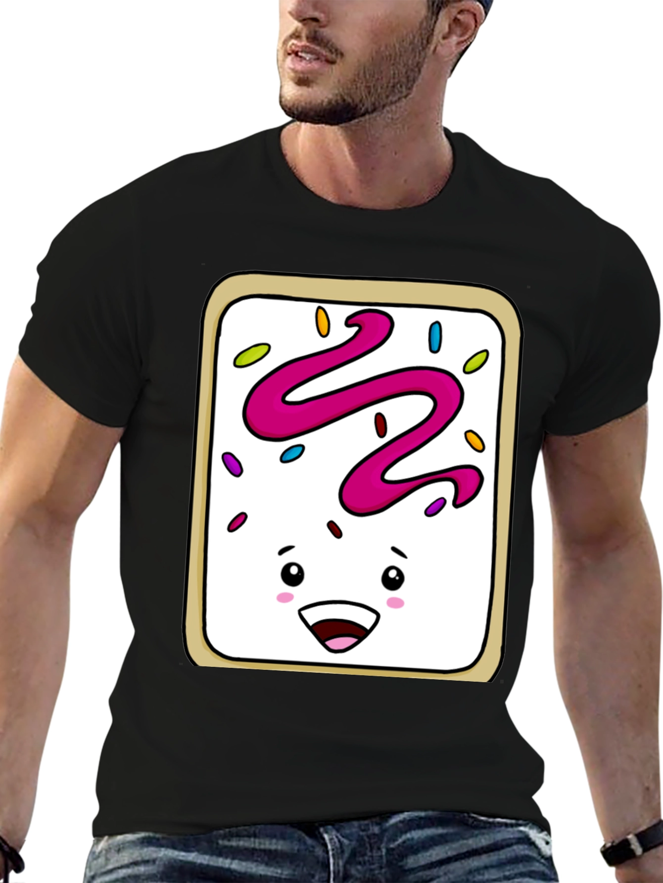 Funny Pop Tart Graphic T-Shirt - Black