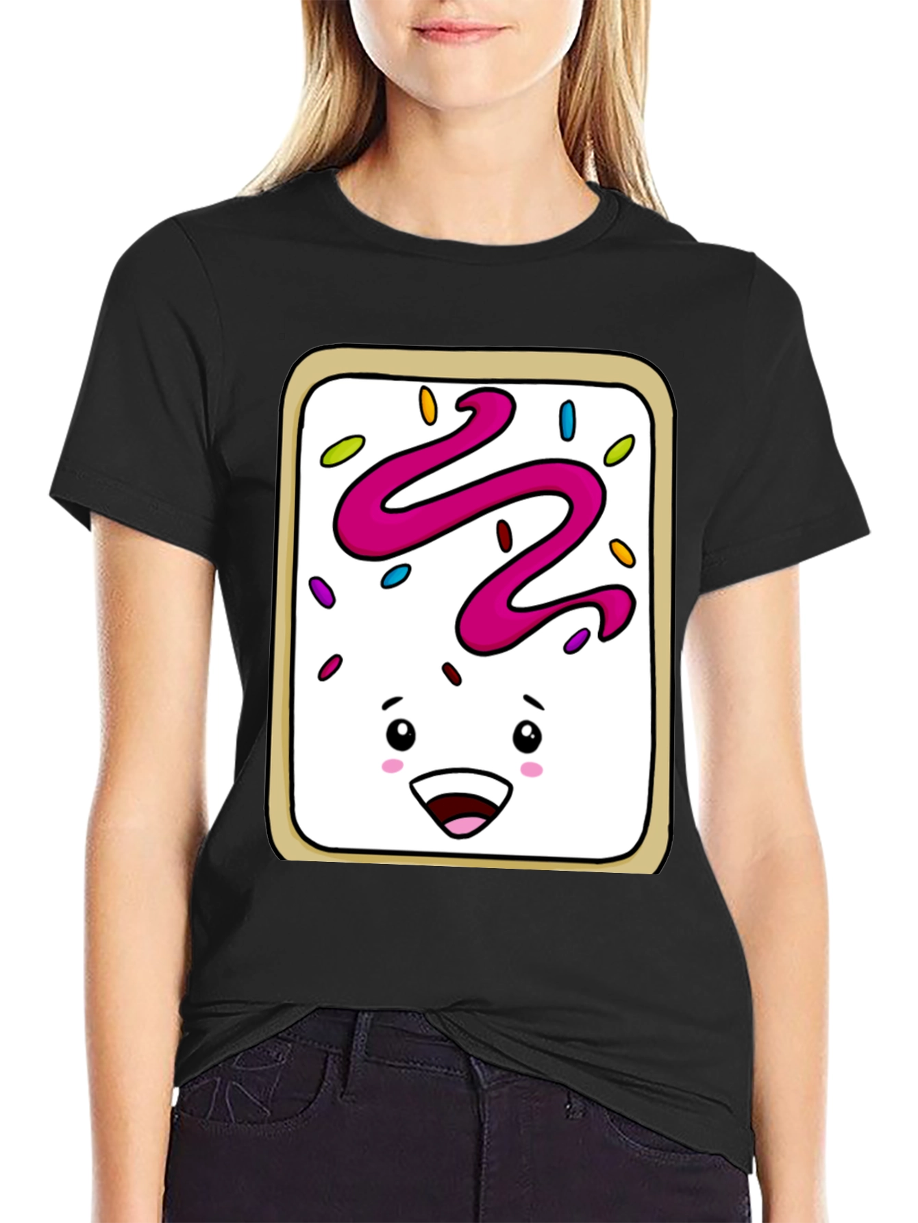 Funny Pop Tart Graphic T-Shirt - Black