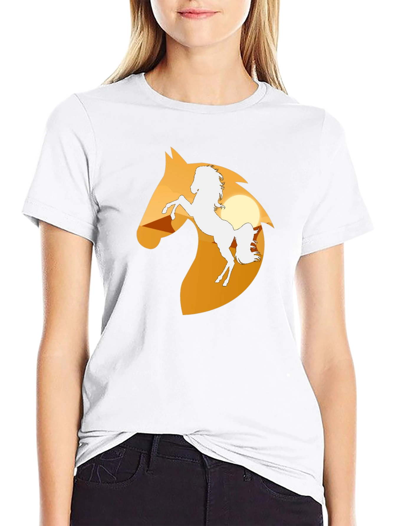 Horse Silhouette Graphic Tee - Black