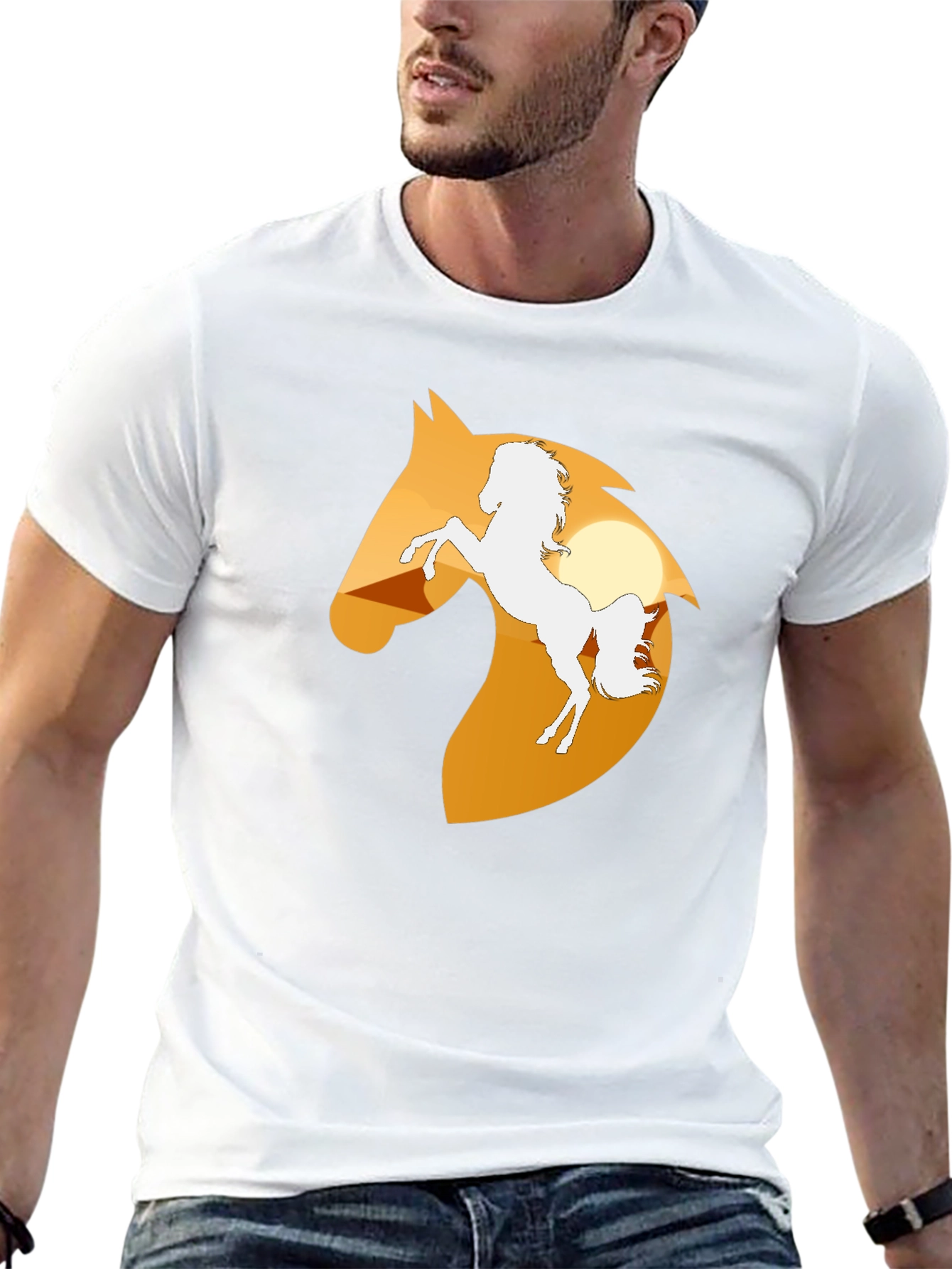 Horse Silhouette Graphic Tee - Black