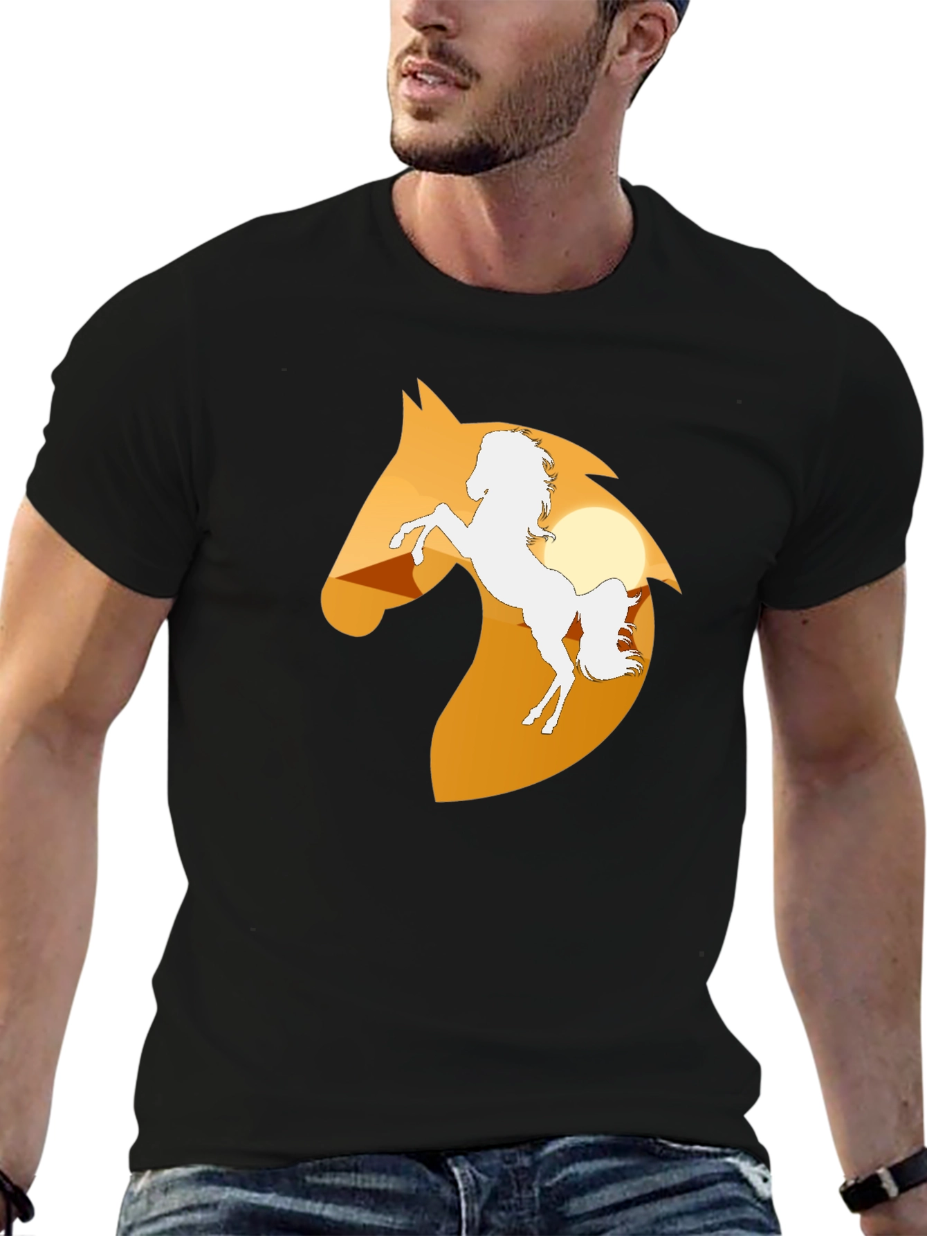 Horse Silhouette Graphic Tee - Black