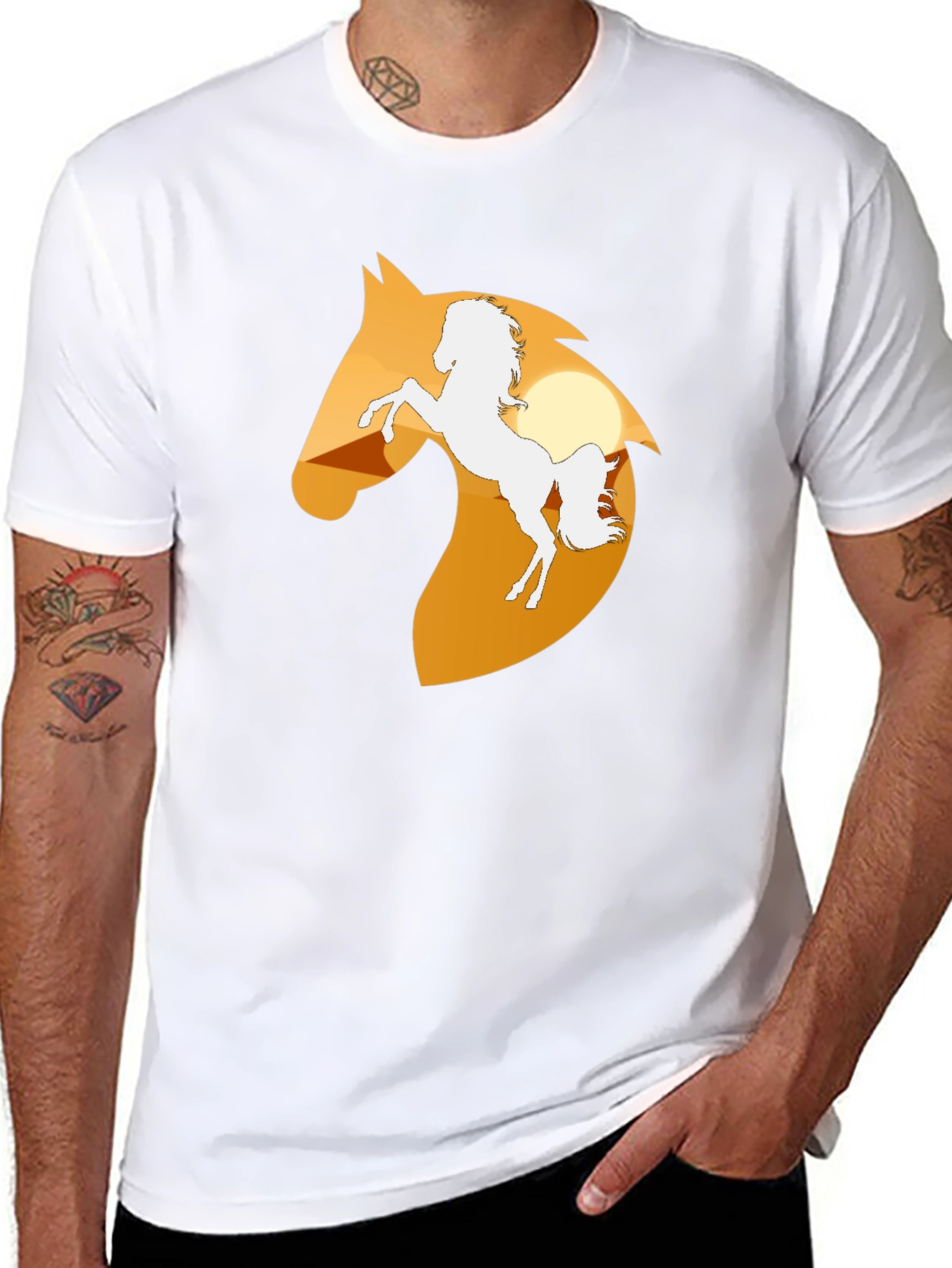 Horse Silhouette Graphic Tee - Black