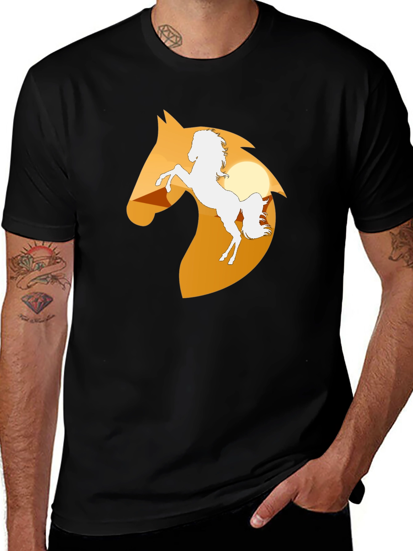 Horse Silhouette Graphic Tee - Black