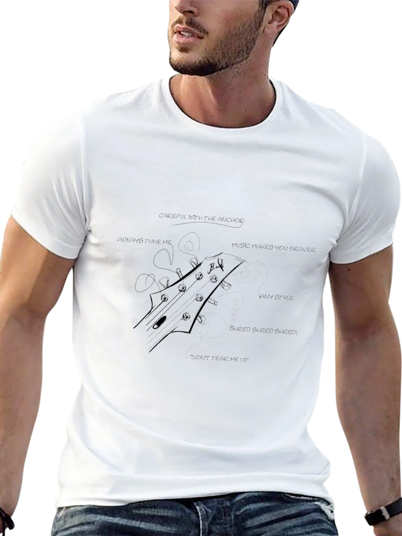 Guitar Headstock Graphic Tee - Music Lover