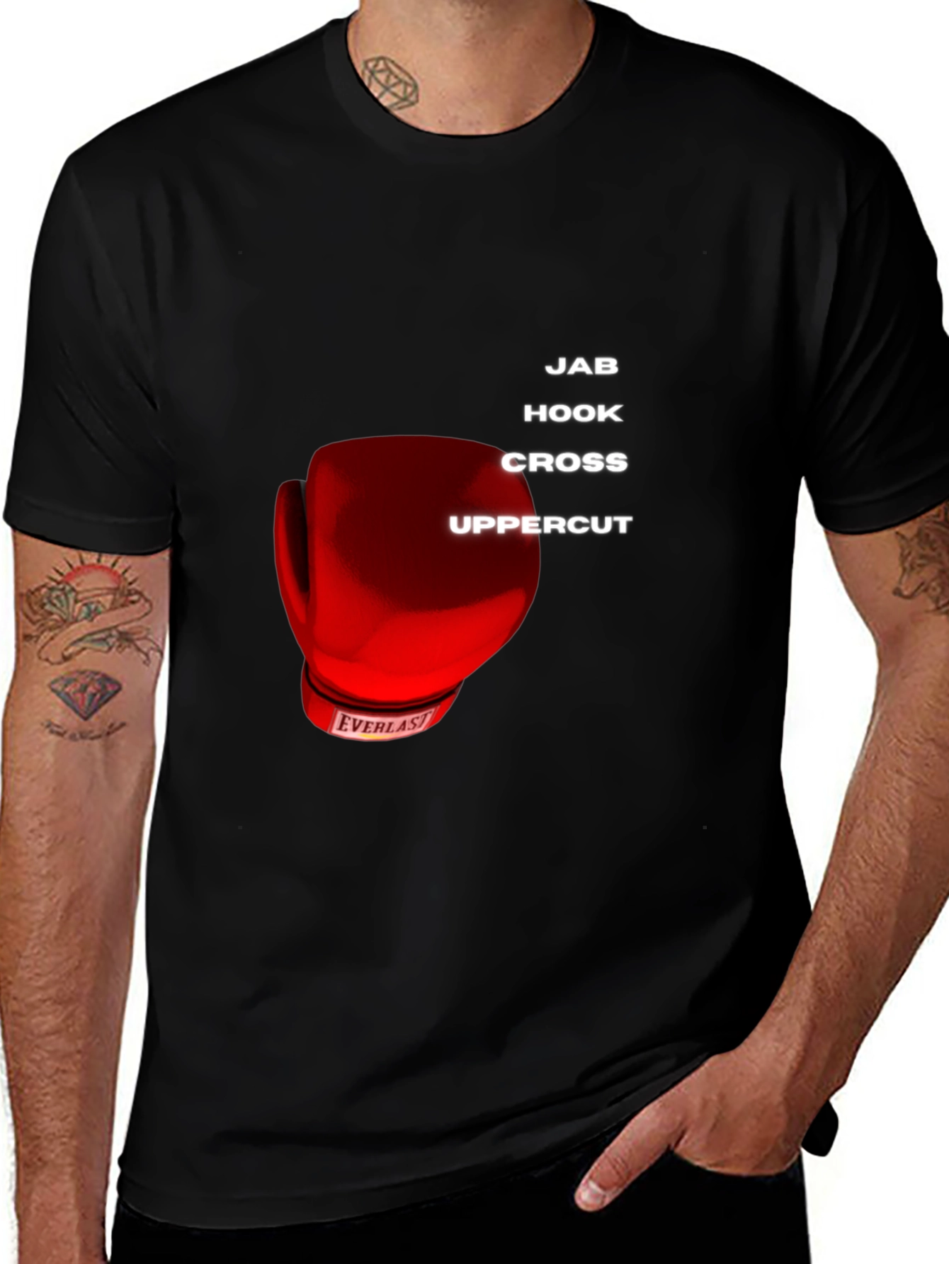 Boxing Moves Graphic T-Shirt - Jab Hook Cross Uppercut