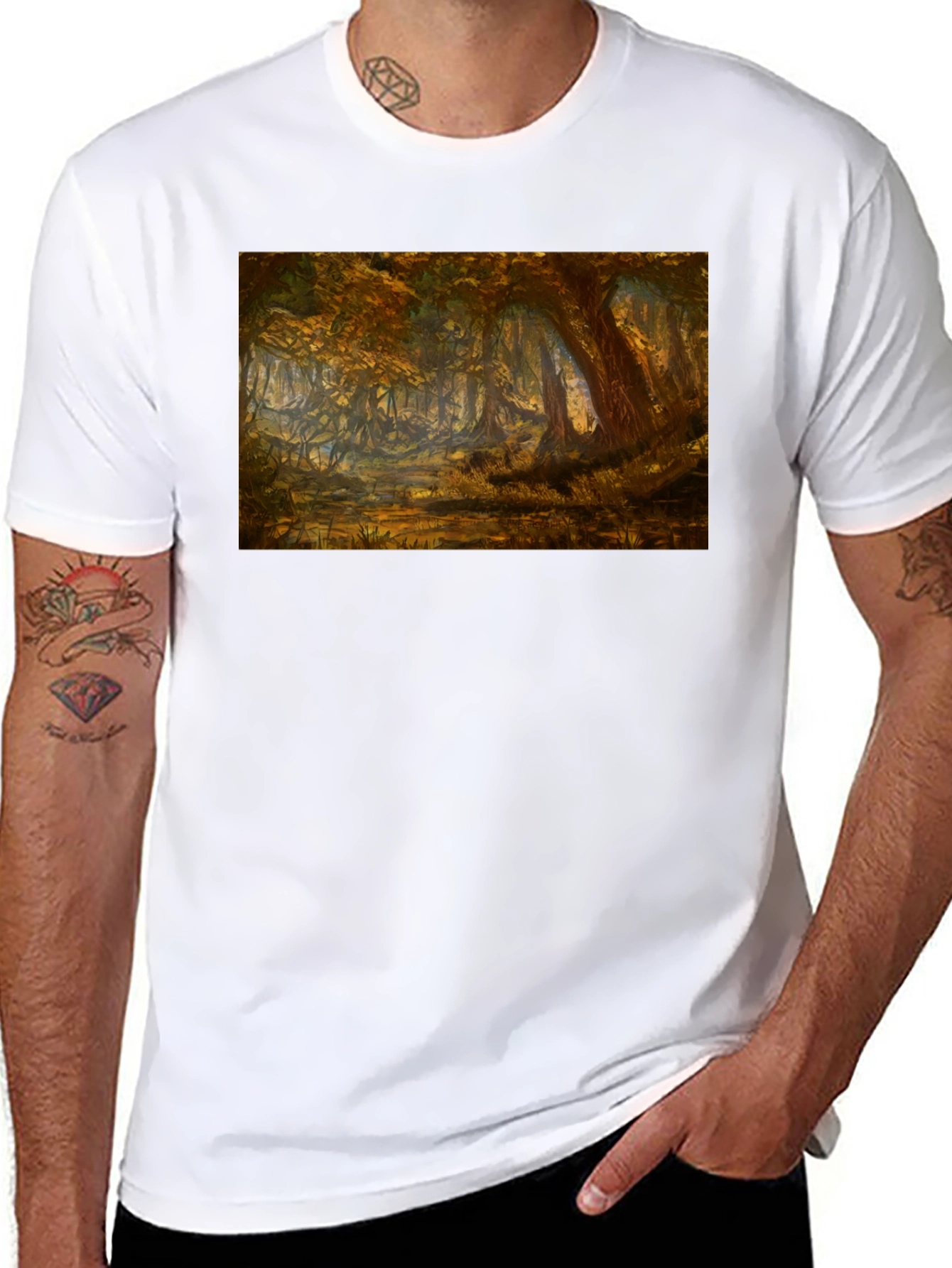 Forest Scene Black T-Shirt