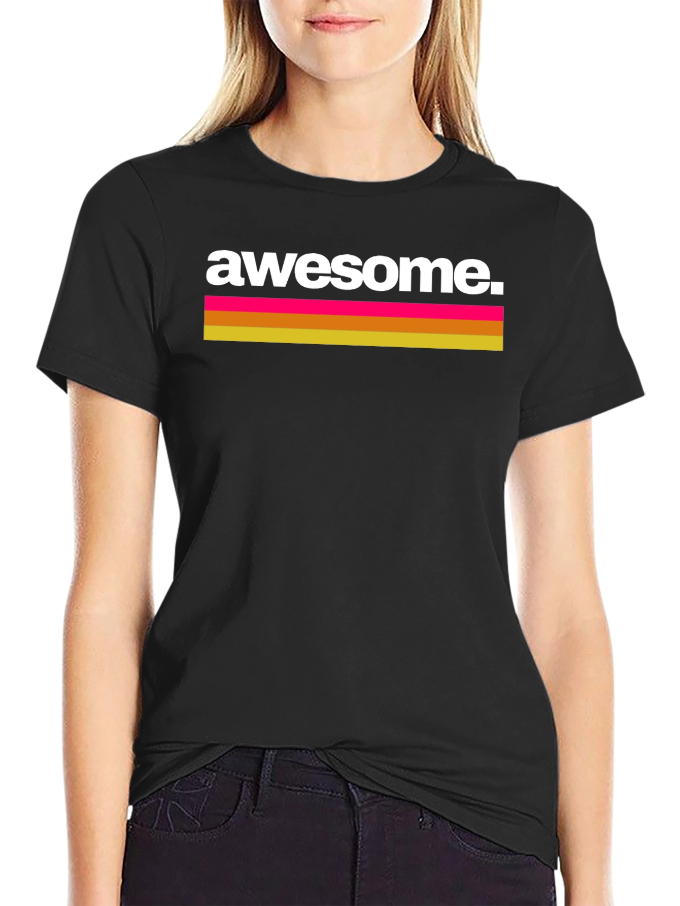 Awesome Retro Graphic Tee - Black Cotton T-Shirt