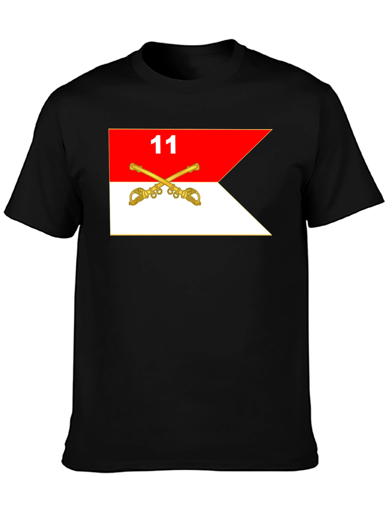 Black T-Shirt with Cavalry Guidon Design