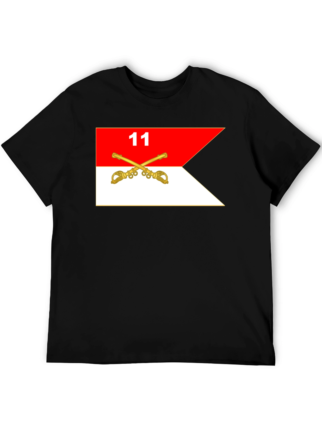 Black T-Shirt with Cavalry Guidon Design